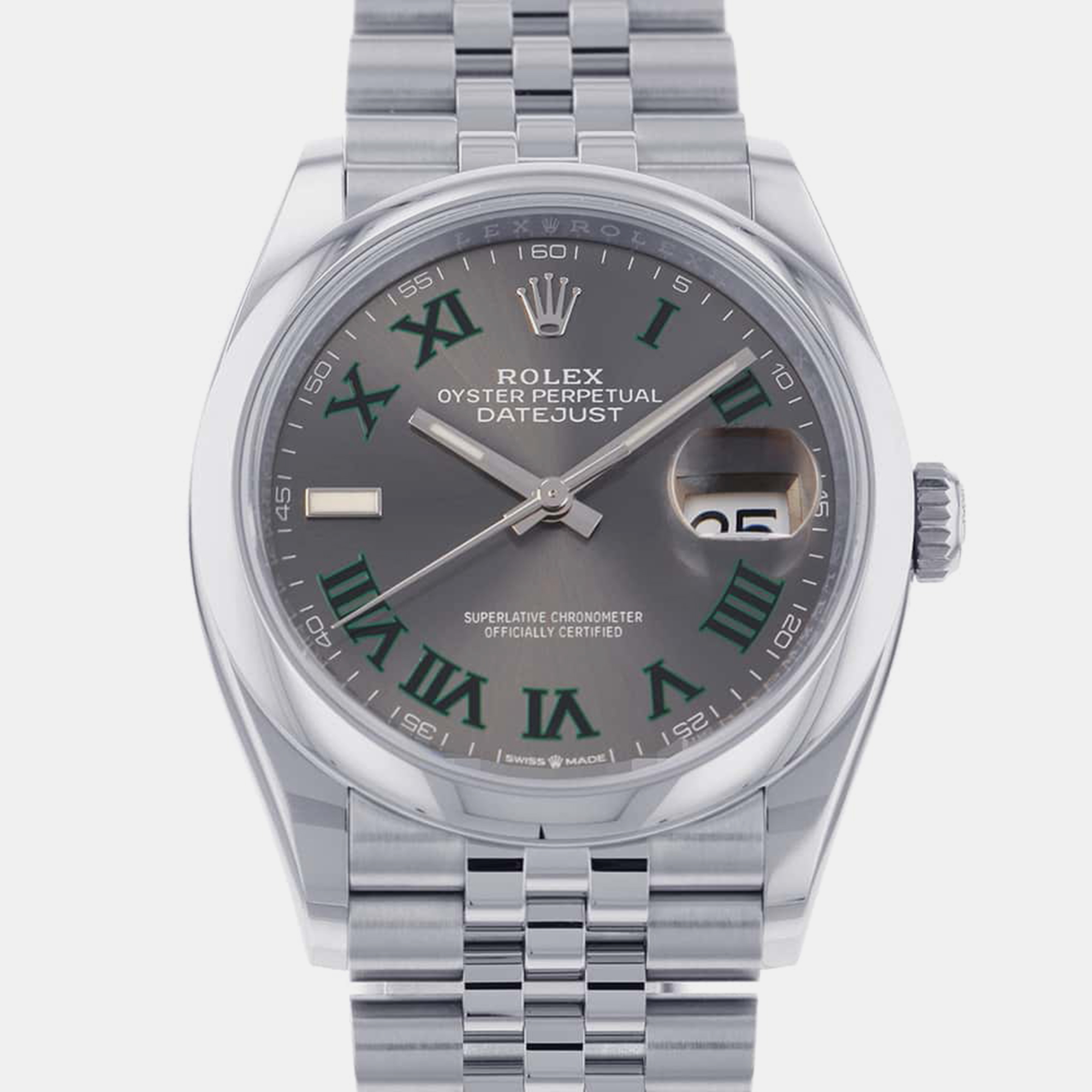 

Rolex Grey Stainless Steel Datejust Automatic Men's Wristwatch 36 mm