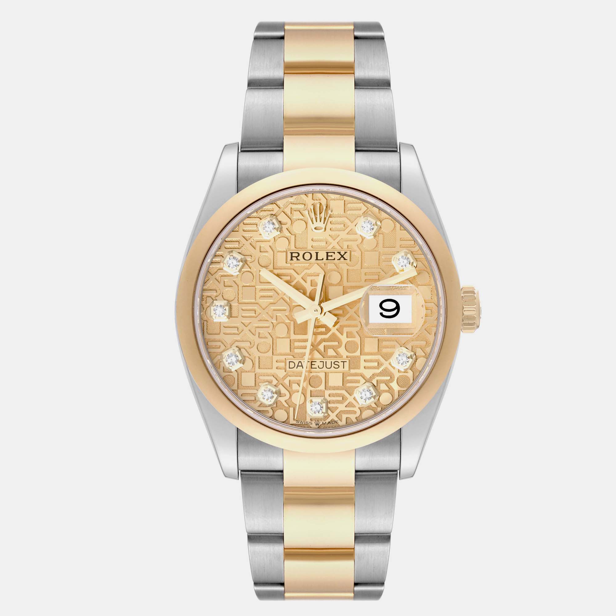

Rolex Datejust Steel Yellow Gold Anniversary Diamond Dial Watch 36.0 mm
