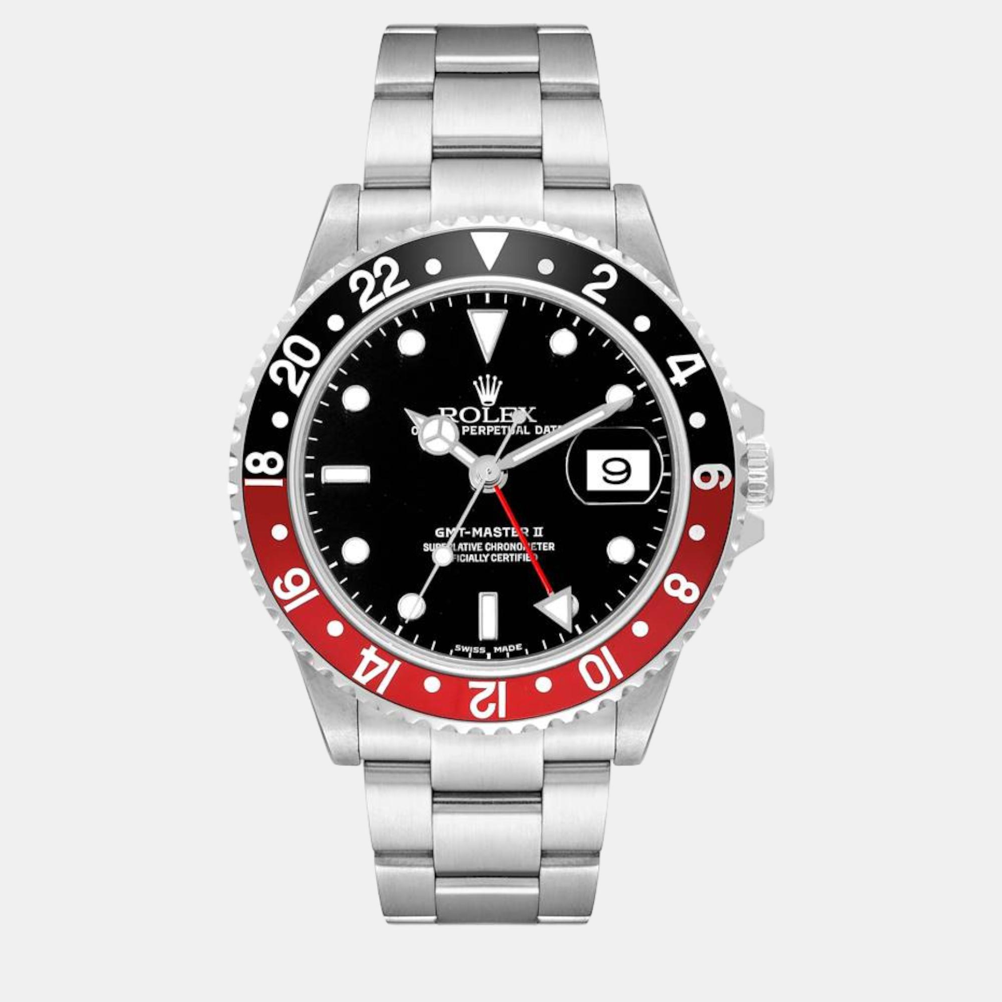 

Rolex GMT Master II Black Red Coke Bezel Steel Men's Watch 16710