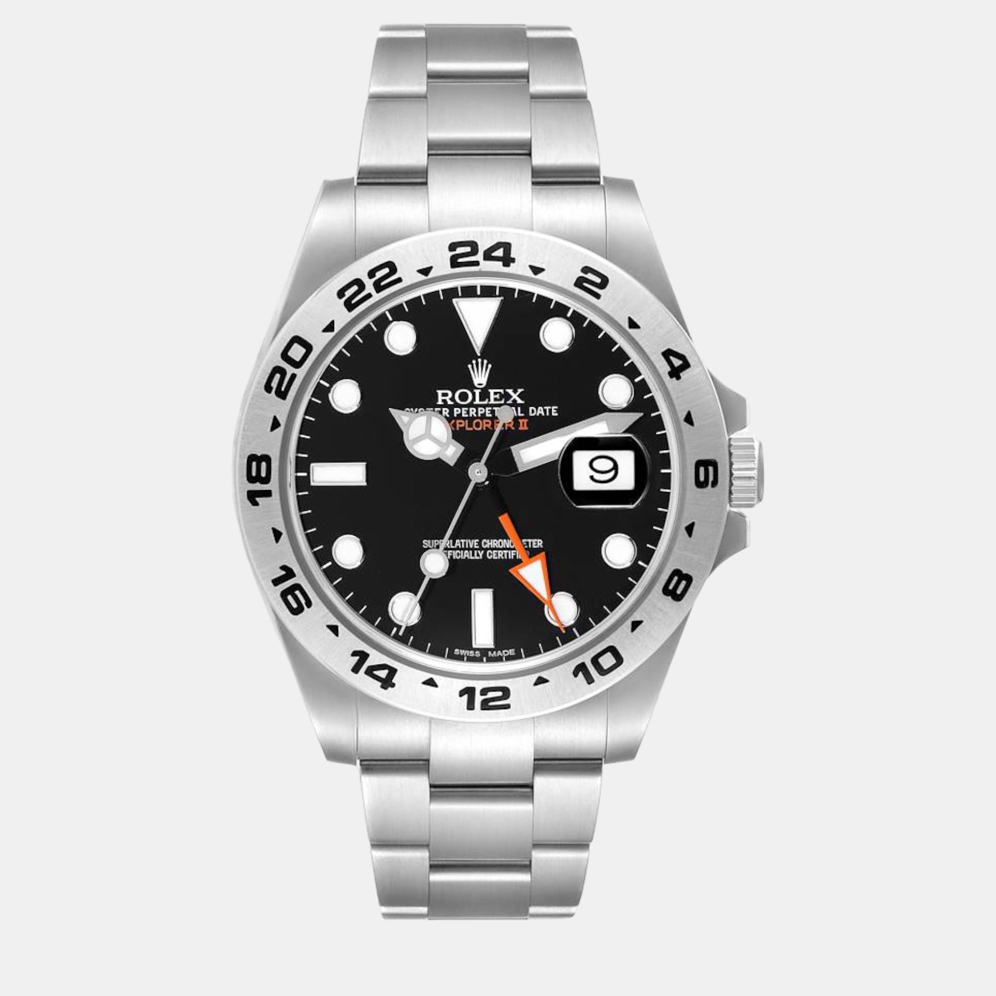 

Rolex Explorer II 42 Black Dial Orange Hand Steel Men's Watch 216570