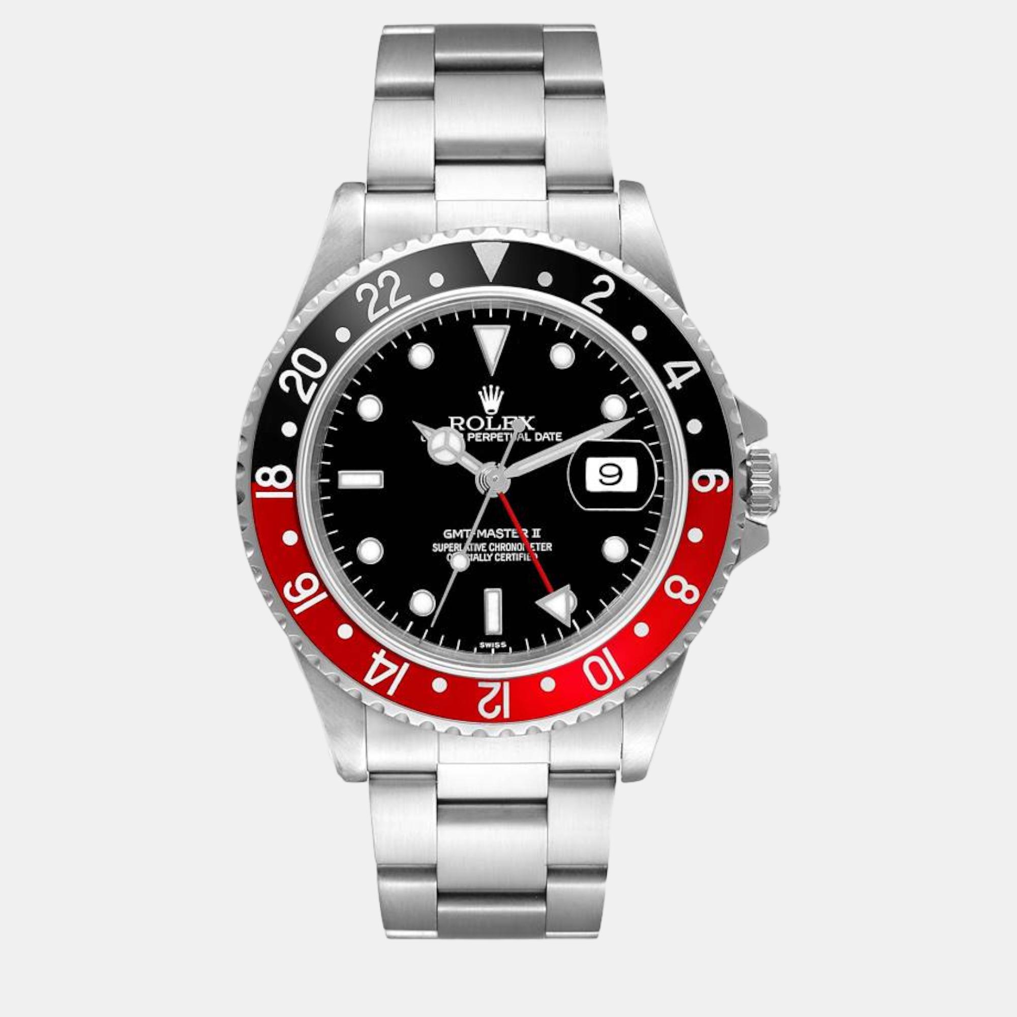 

Rolex GMT Master II Black Red Coke Bezel Steel Men's Watch 16710