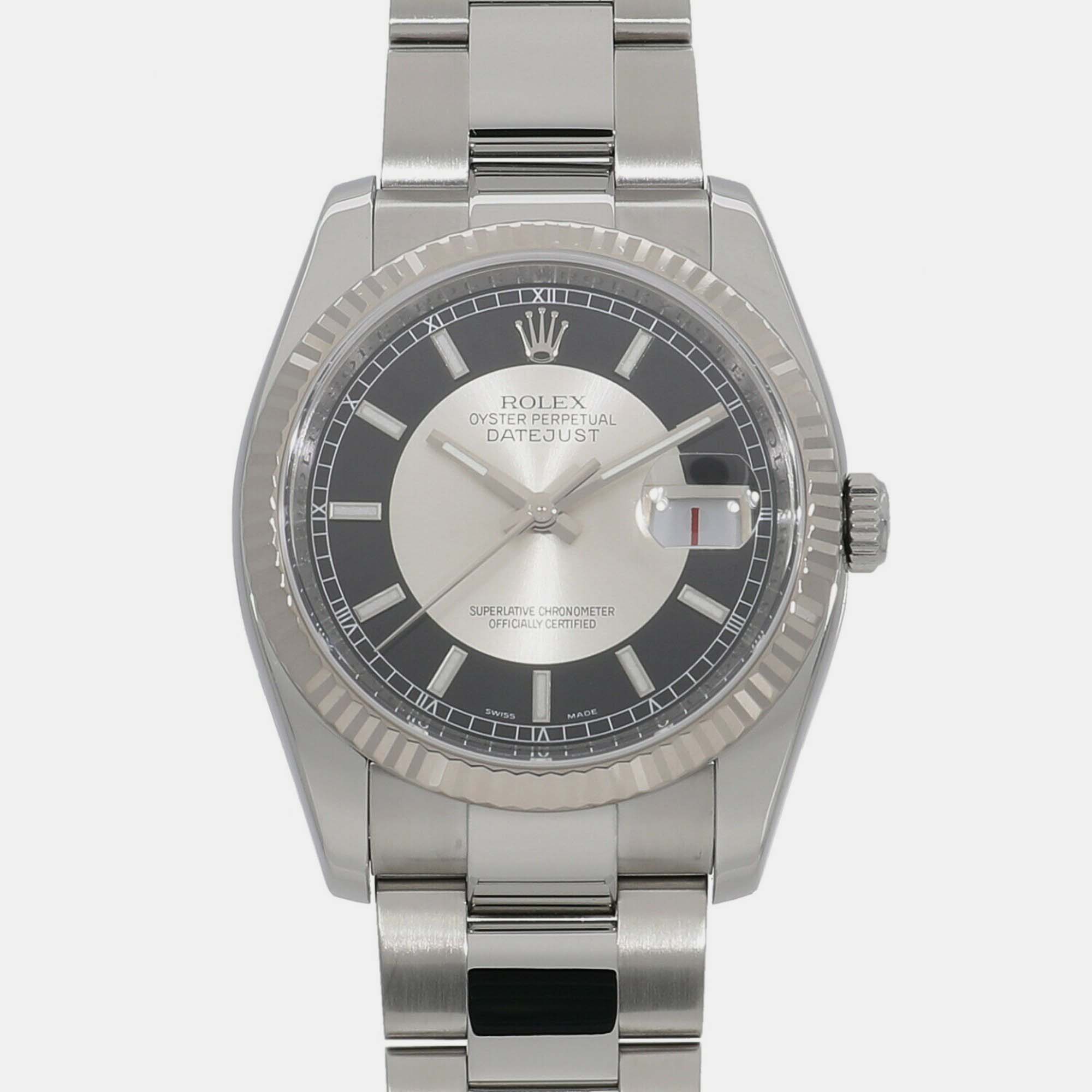 

Rolex Silver Stainless Steel Datejust 116234 Automatic Men's Wristwatch 36 mm