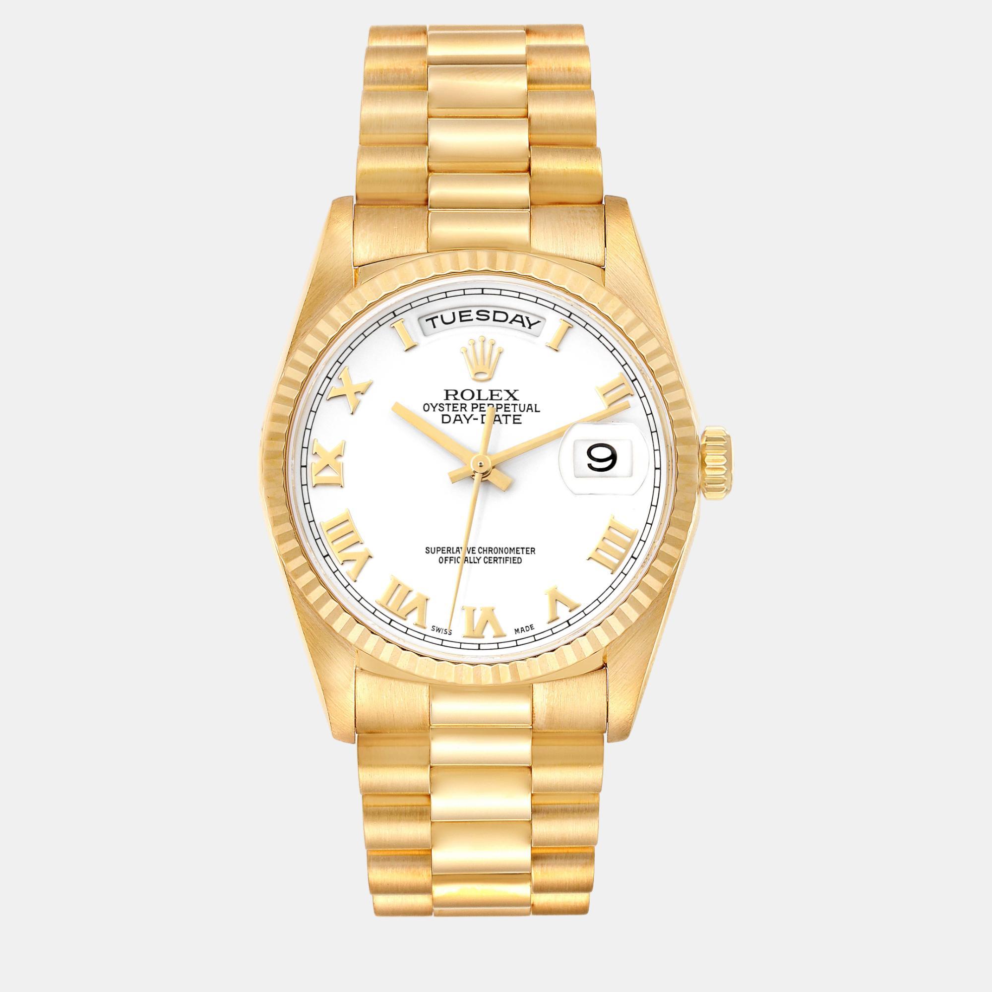 

Rolex President Day-Date White Dial Yellow Gold Men's Watch 36.0 mm