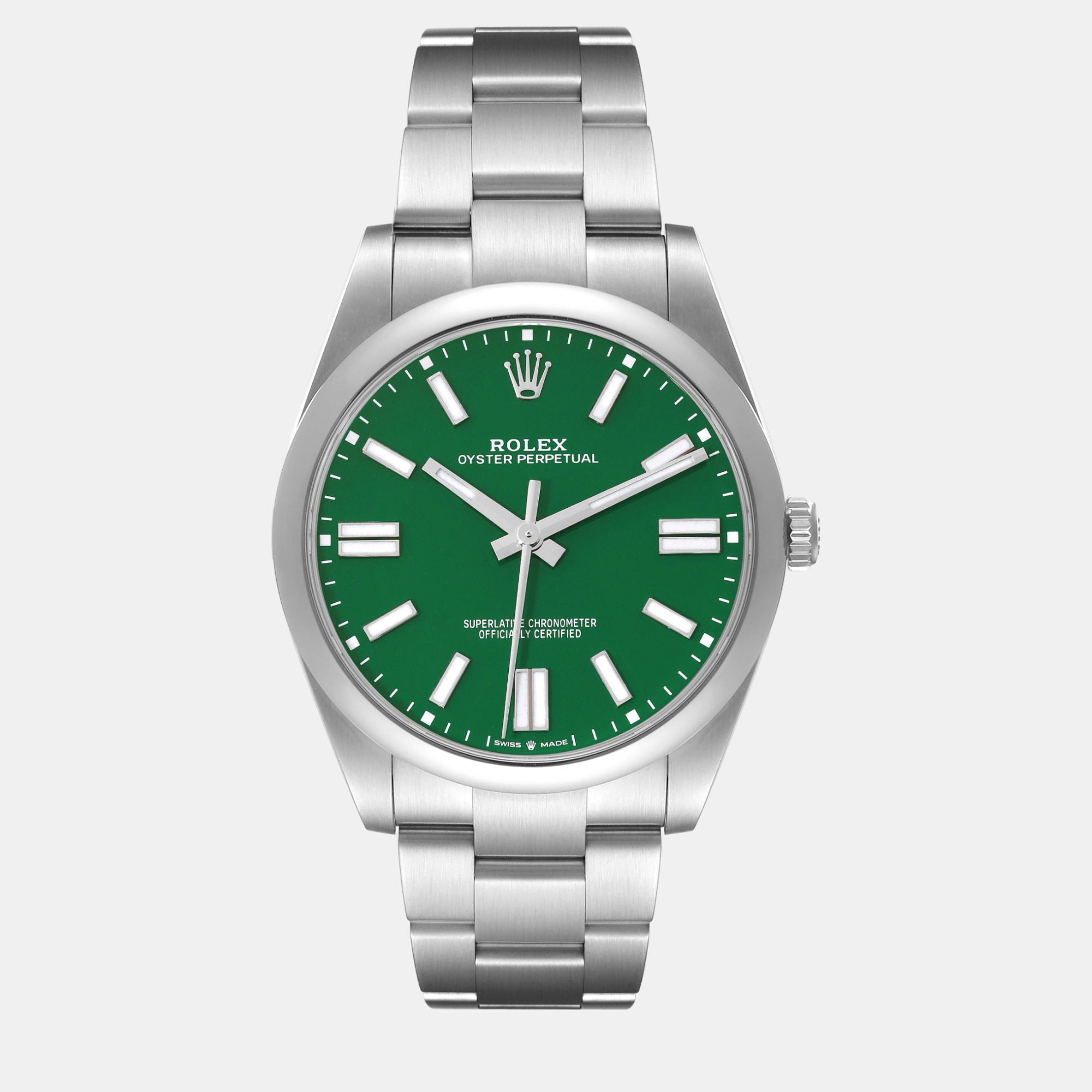 

Rolex Oyster Perpetual Green Dial Steel Men's Watch 41 mm