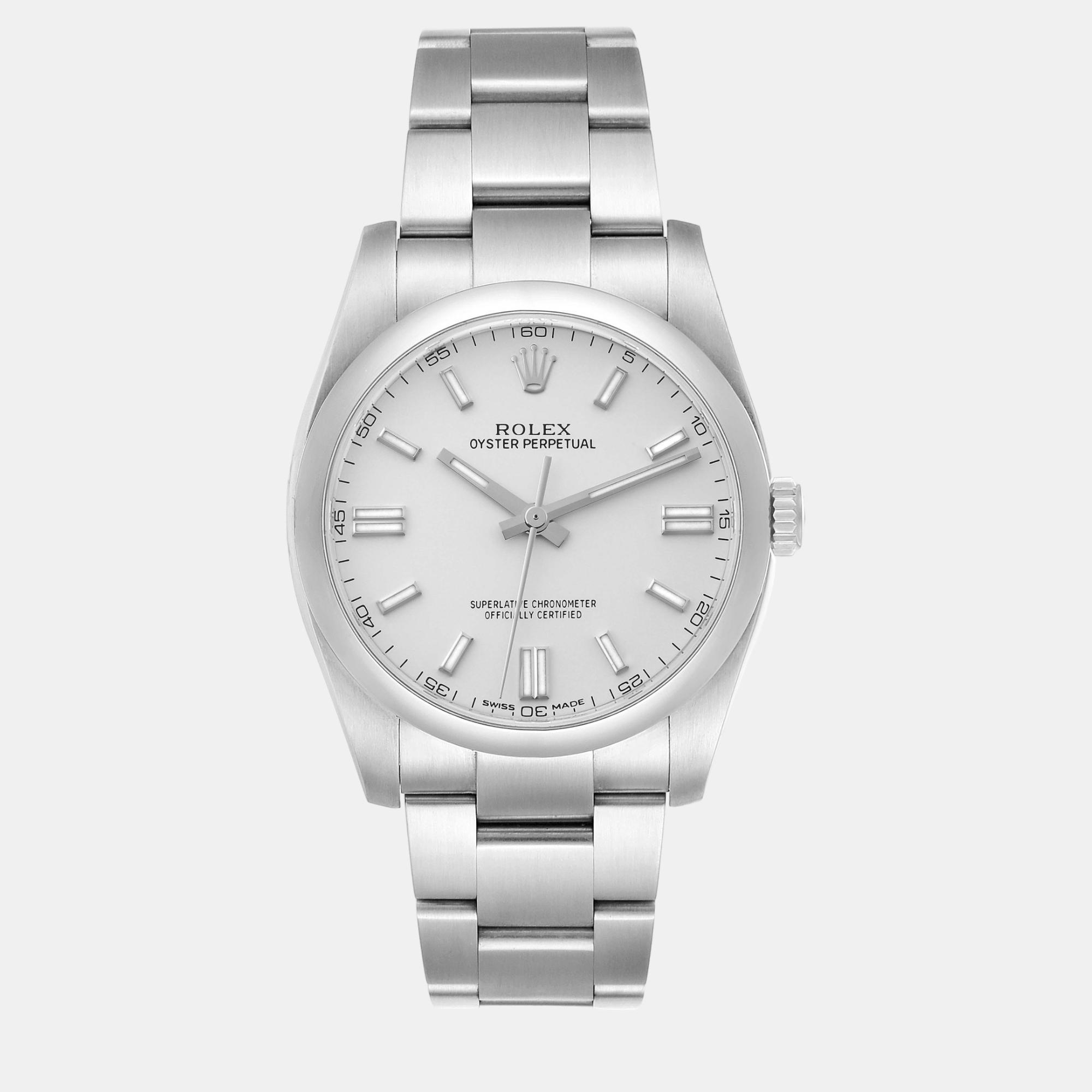 

Rolex Oyster Perpetual Silver Dial Steel Men's Watch 36.0 mm