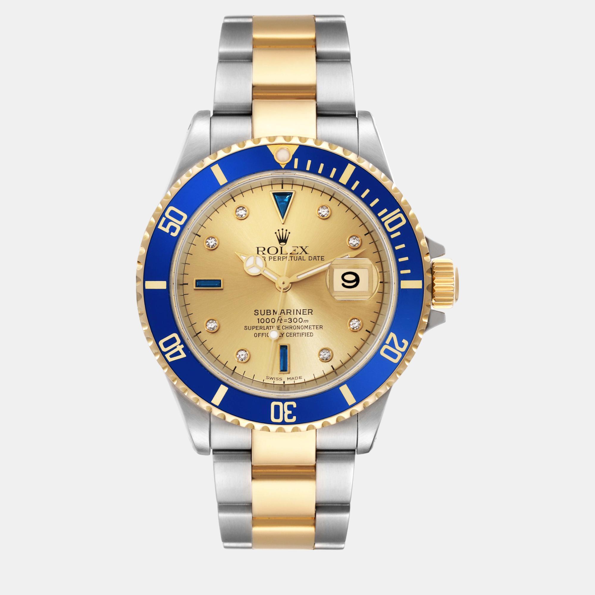 

Rolex Submariner Steel Yellow Gold Diamond Sapphire Serti Dial Men's Watch 40 mm