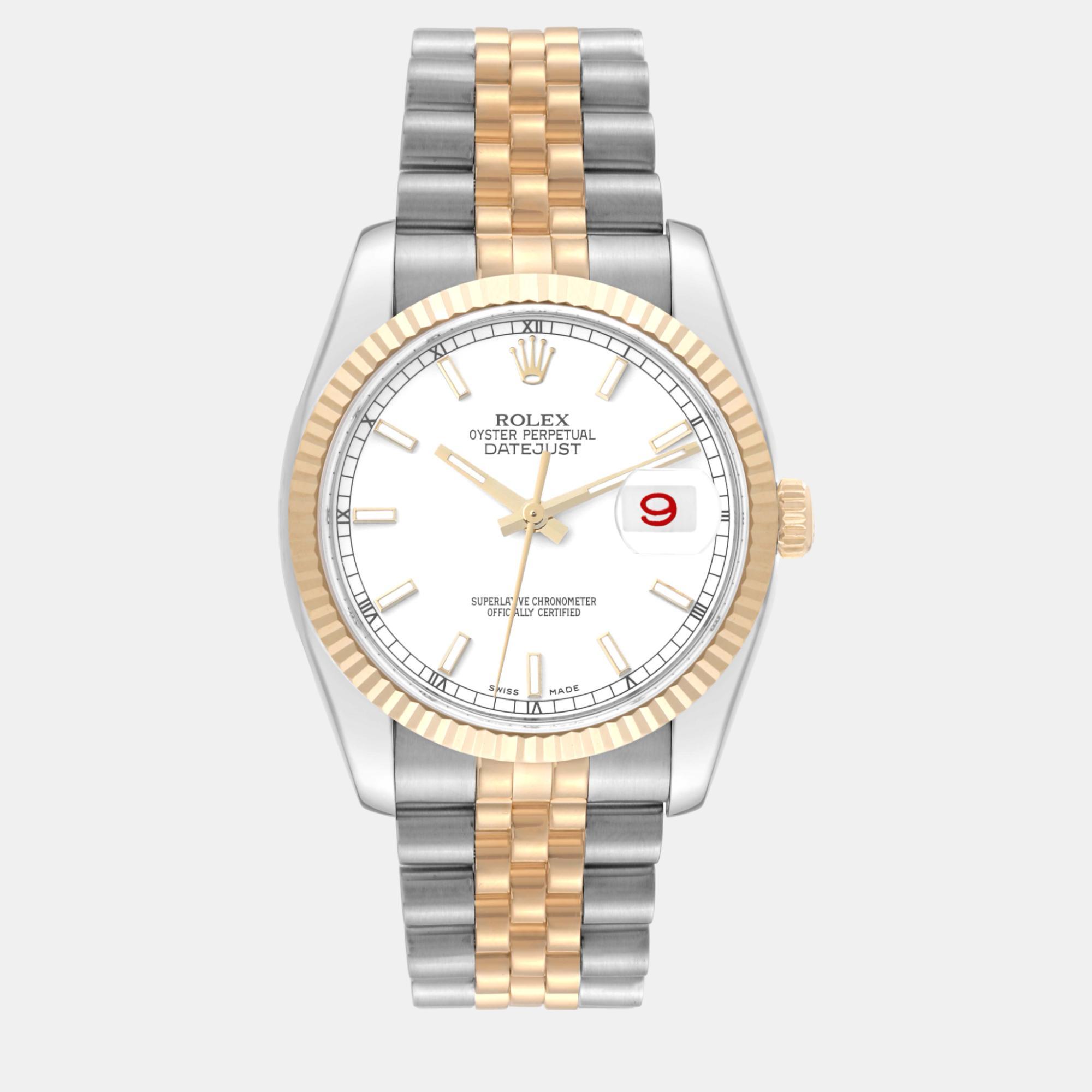 

Rolex Datejust Steel Yellow Gold Jubilee Bracelet Men's Watch 36 mm, White