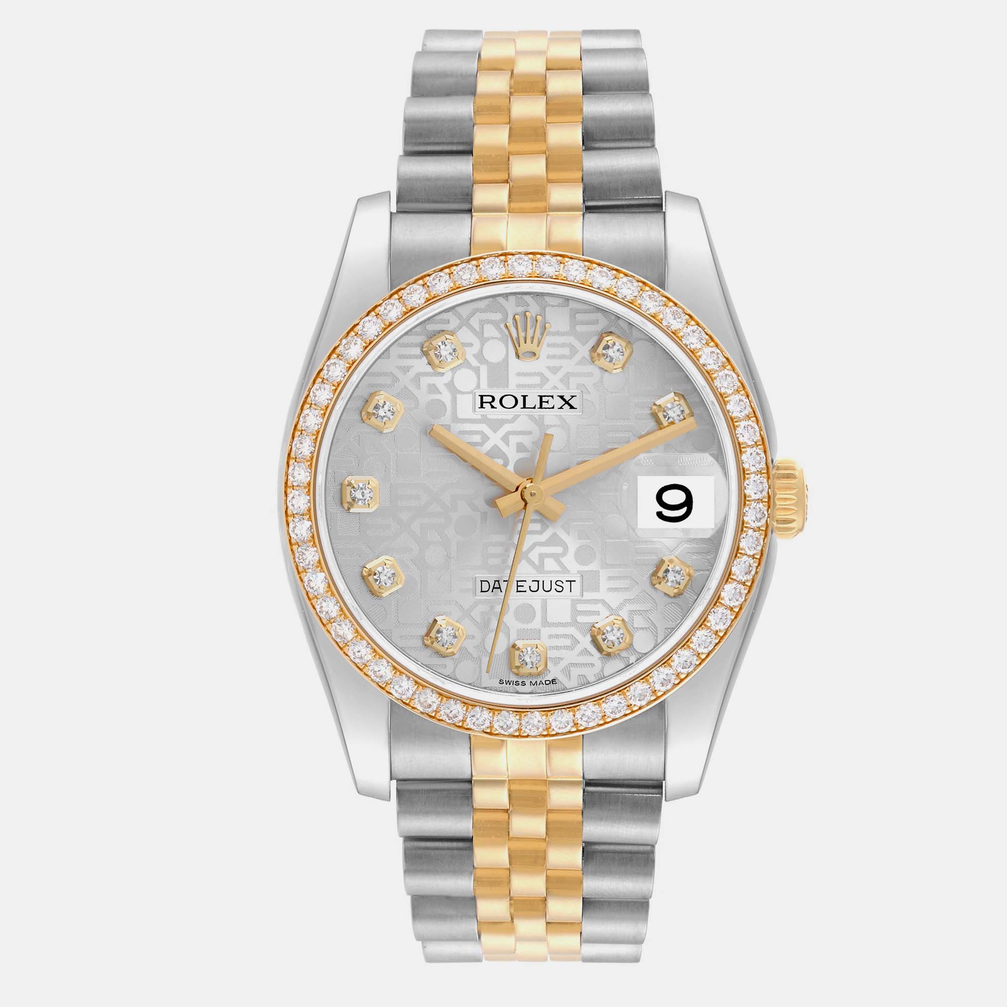 

Rolex Datejust Silver Dial Steel Yellow Gold Diamond Men's Watch 36.0 mm