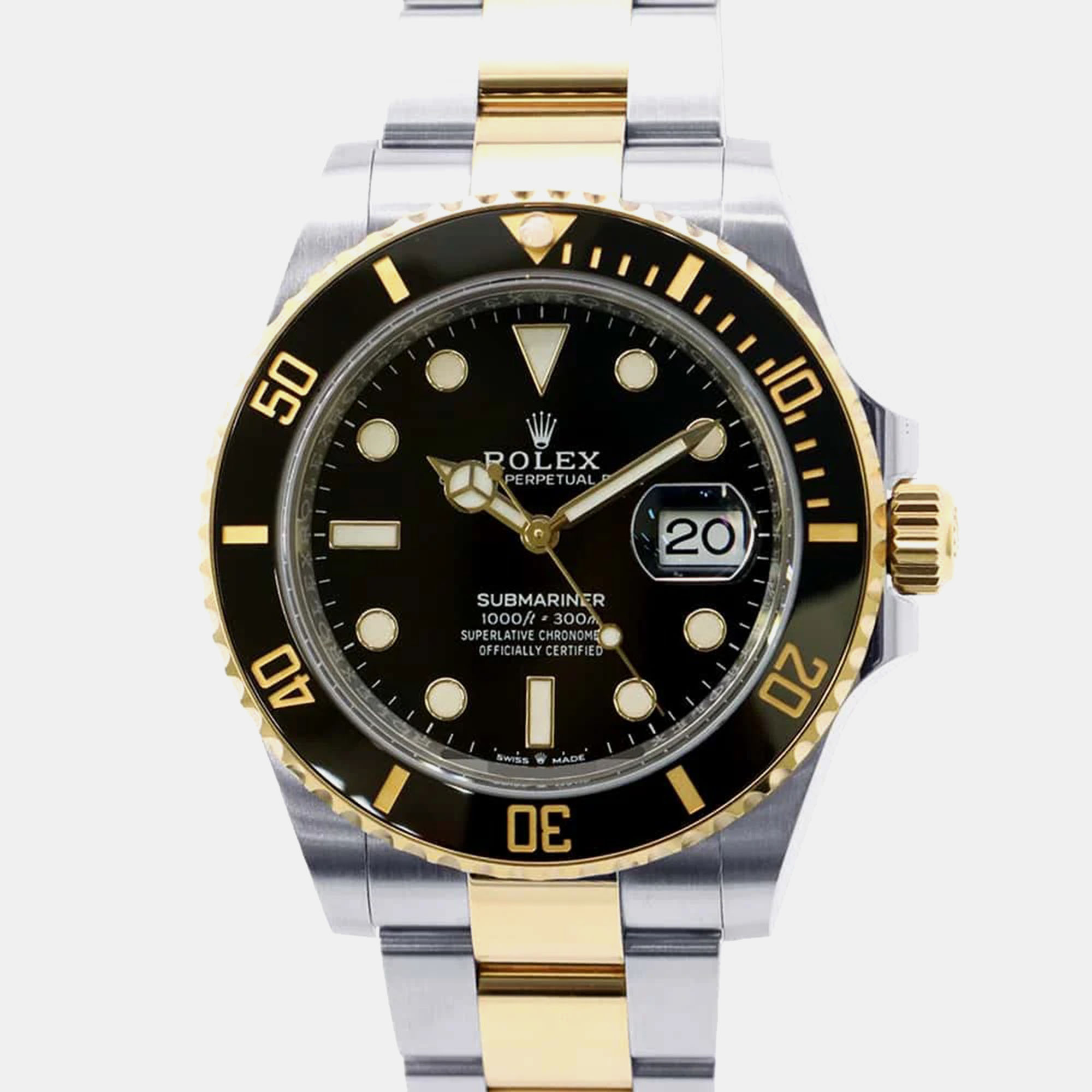 

Rolex Black 18k Yellow Gold Stainless Steel Submariner 126613LN Automatic Men's Wristwatch 41 mm