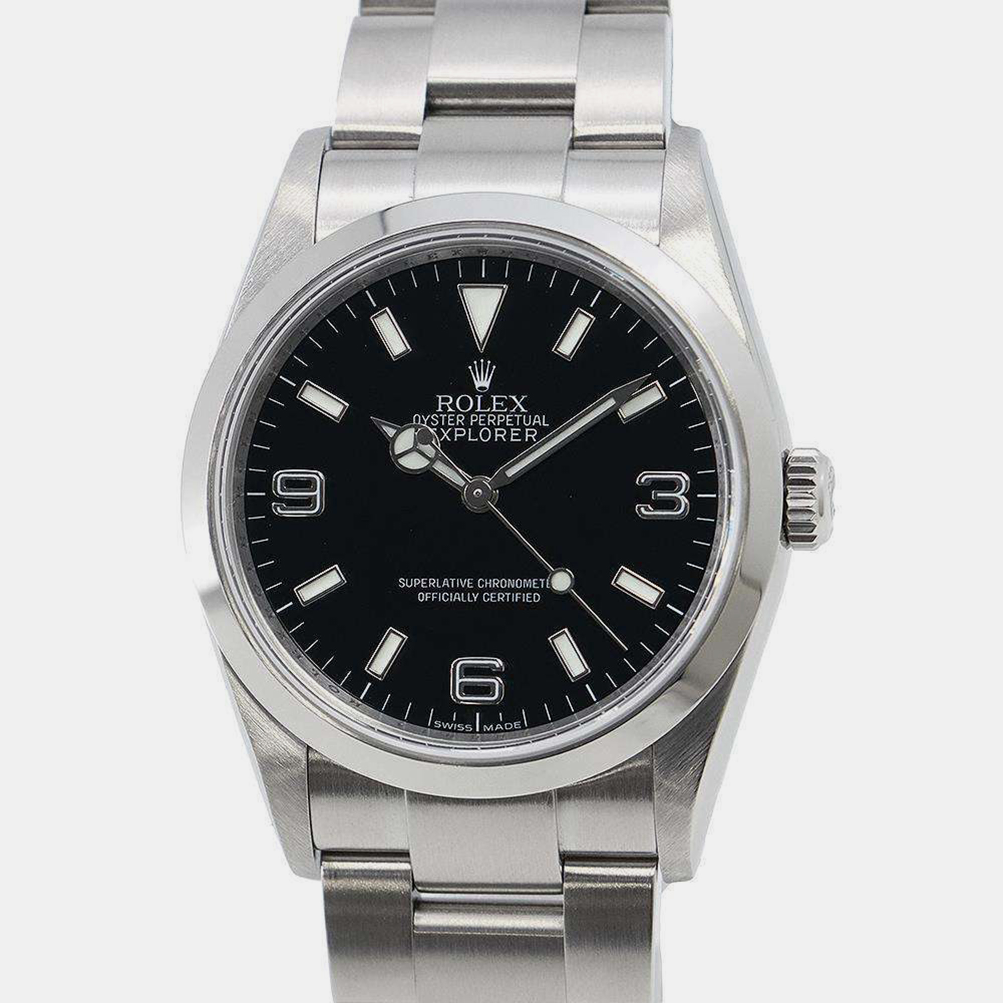 

Rolex Black Stainless Steel Explorer 114270 Automatic Men's Wristwatch 36 mm