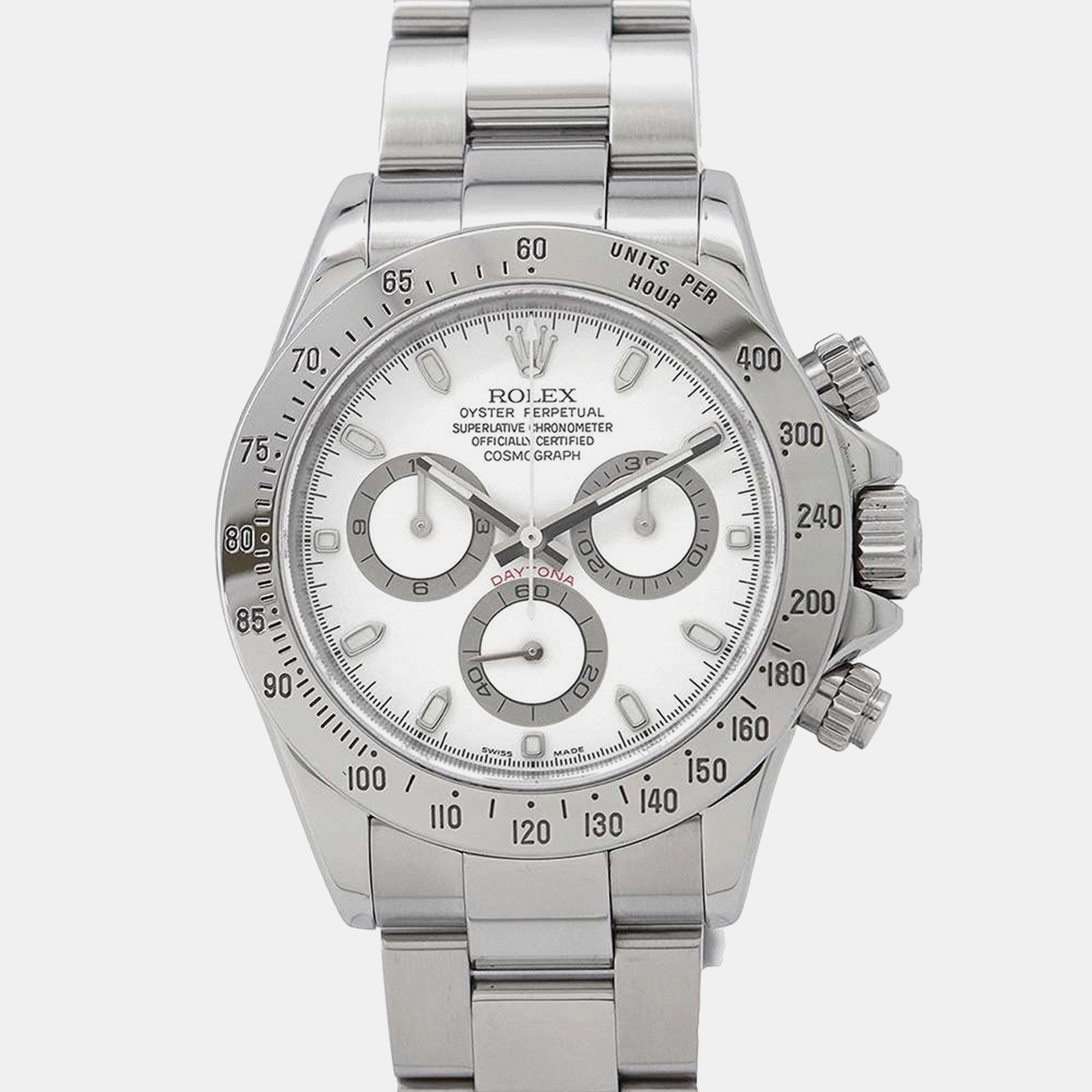 

Rolex White Stainless Steel Cosmograph Daytona Automatic Men's Wristwatch 40 mm