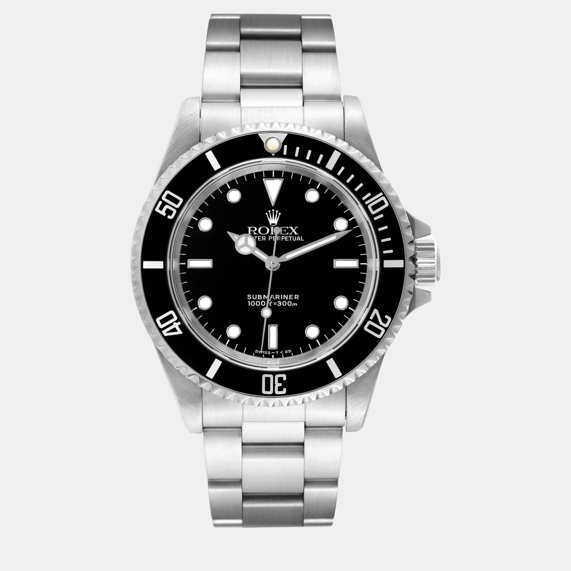 

Rolex Submariner No Date  2 Liner Steel Men's Watch 14060, Black