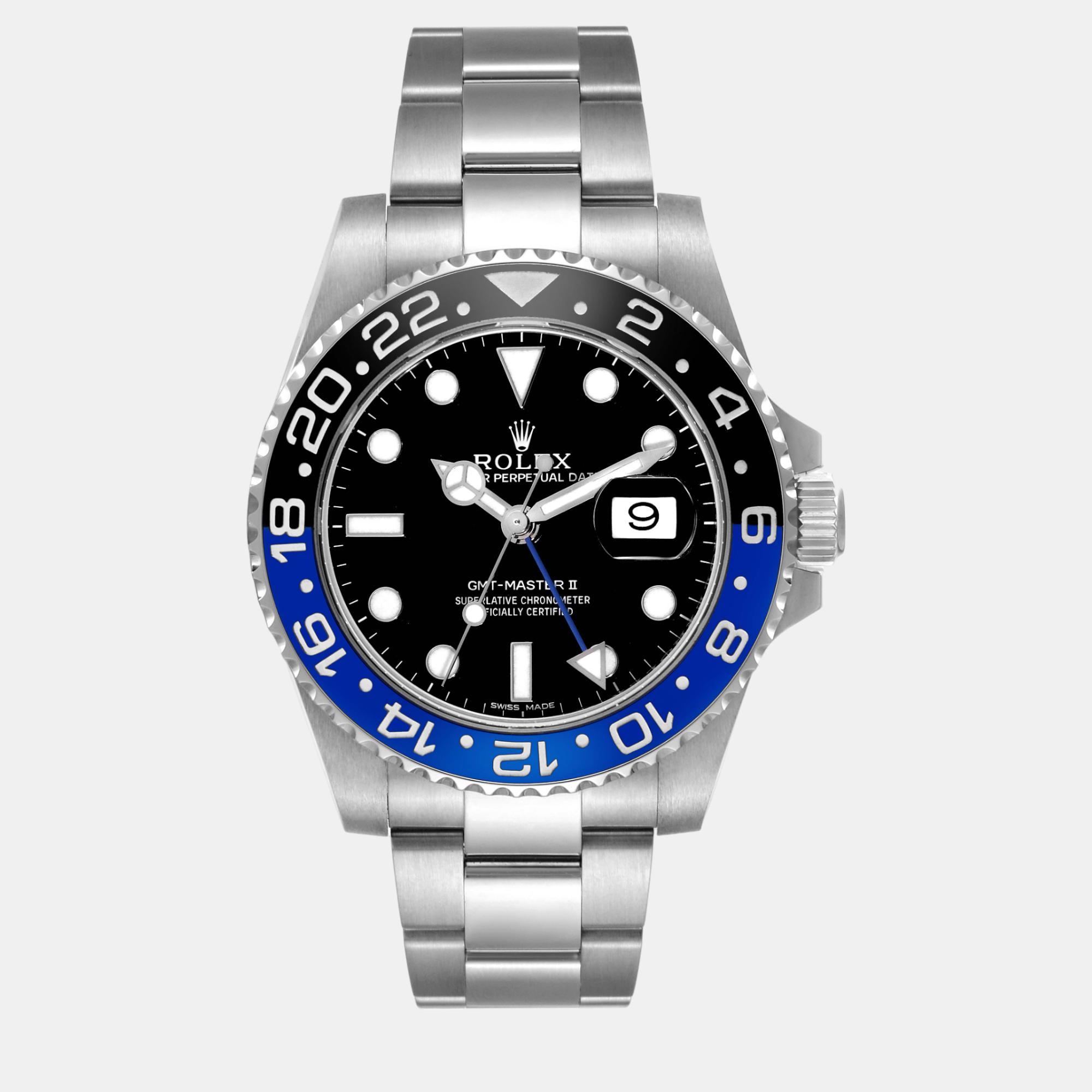 

Rolex GMT Master II Black Blue Batman Bezel Steel Men's Watch 116710