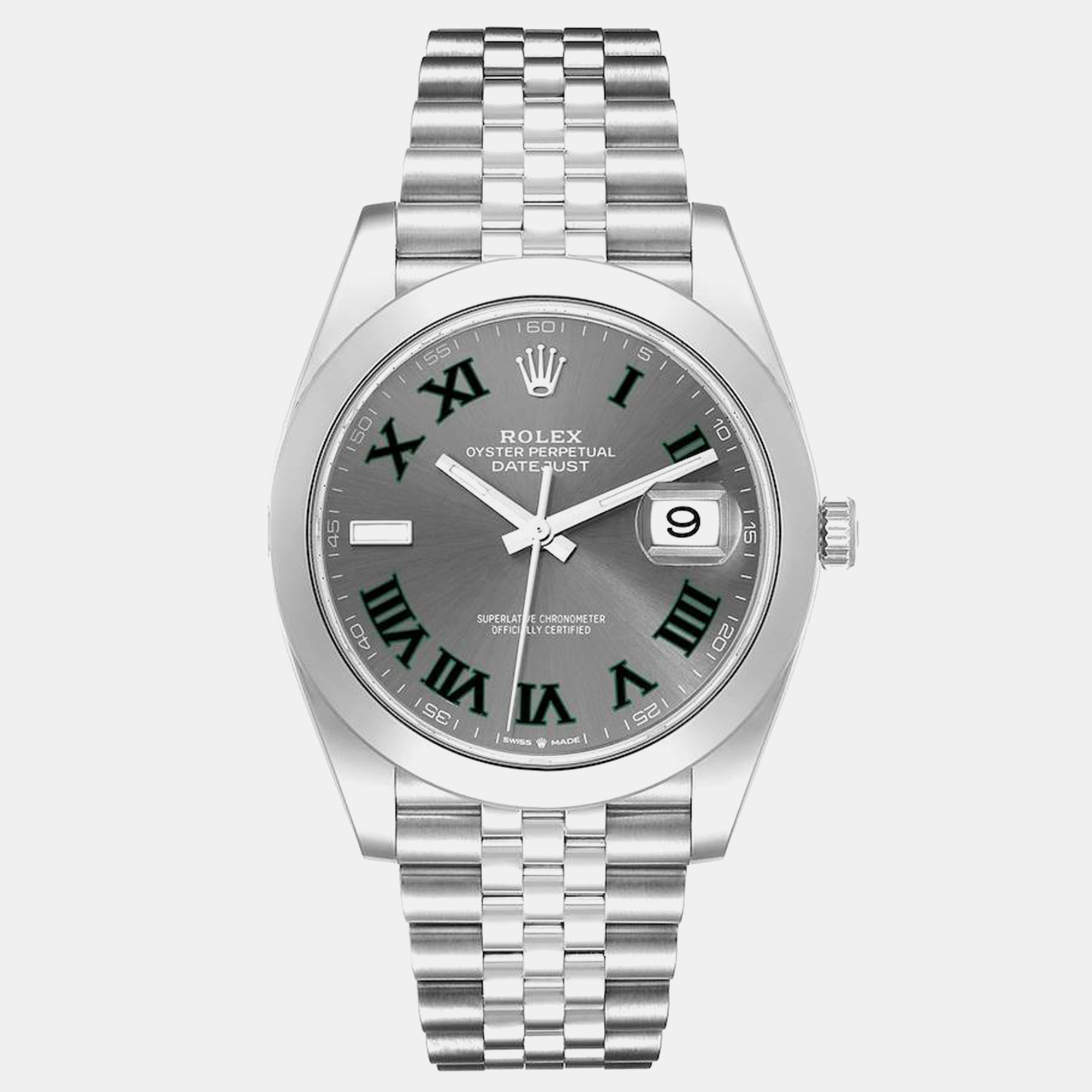 

Rolex Datejust Grey Green Wimbledon Dial Steel Men's Watch 126300 41 mm