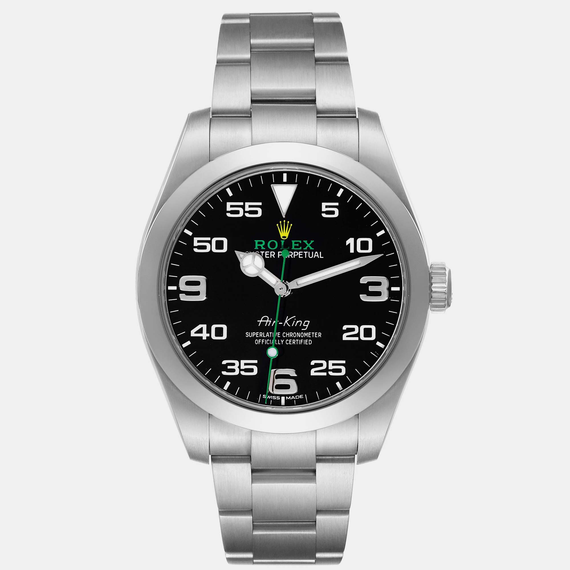 

Rolex Oyster Perpetual Air King Green Hand Steel Men's Watch 40.0 mm, Black