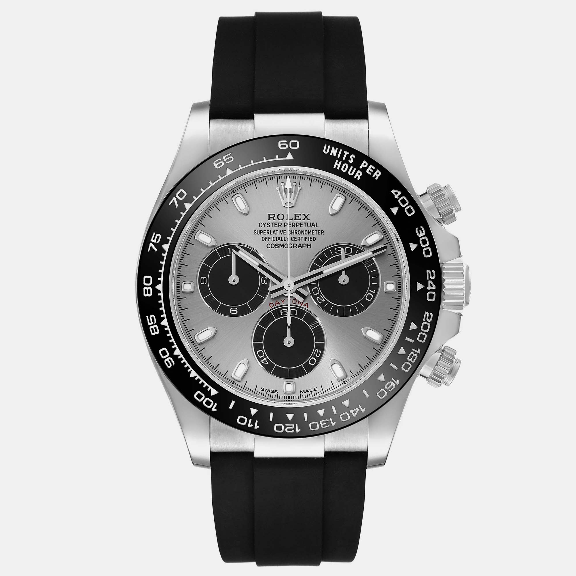 

Rolex Daytona White Gold Grey Dial Rubber Strap Men's Watch 40.0 mm