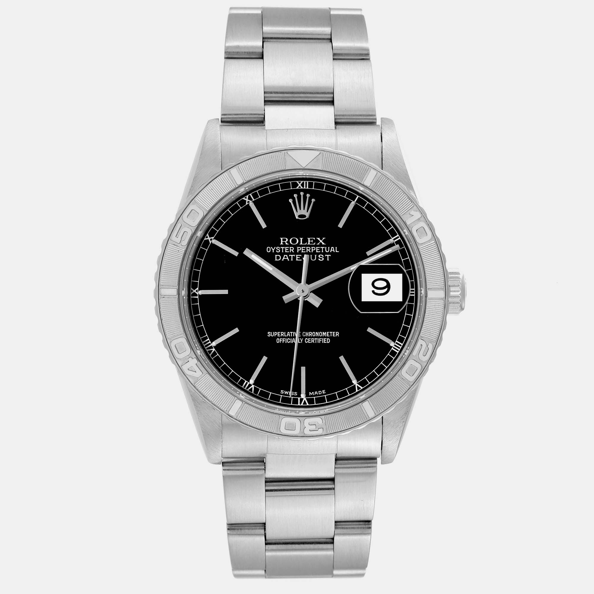 

Rolex Datejust Turnograph Steel White Gold Men's Watch 36.0 mm, Black