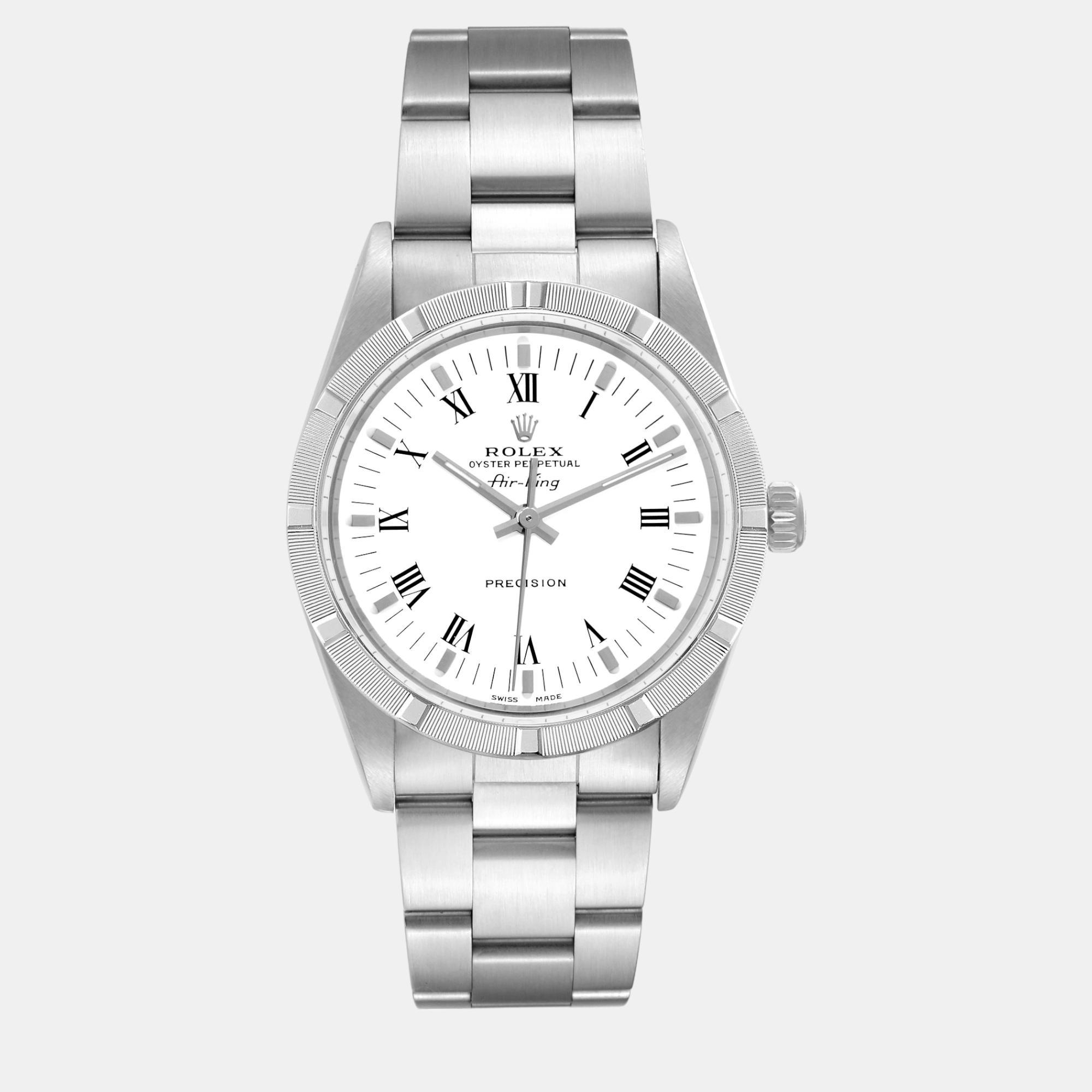 

Rolex Air King  White Roman Dial Steel Men's Watch 14010