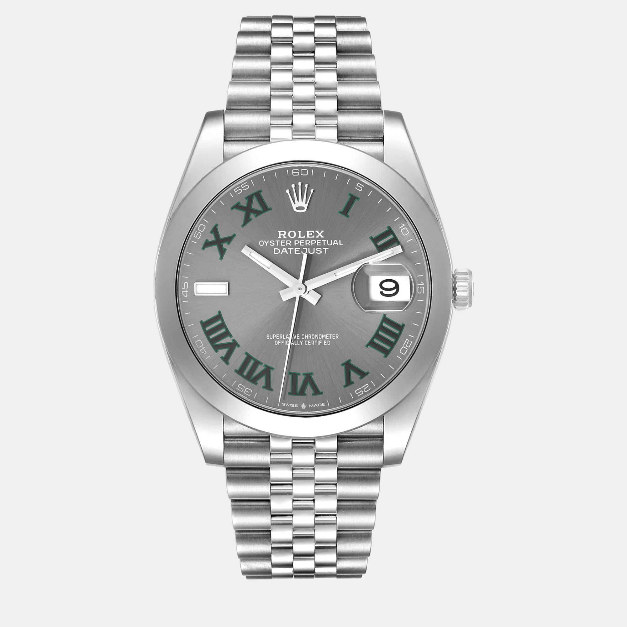 

Rolex Datejust 41 Grey Green Wimbledon Dial Steel Men's Watch 126300