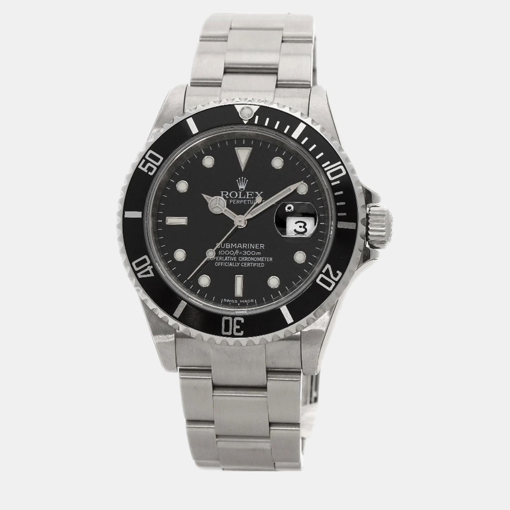 

Rolex Black Stainless Steel Submariner 16610T Automatic Men's Wristwatch 40 mm