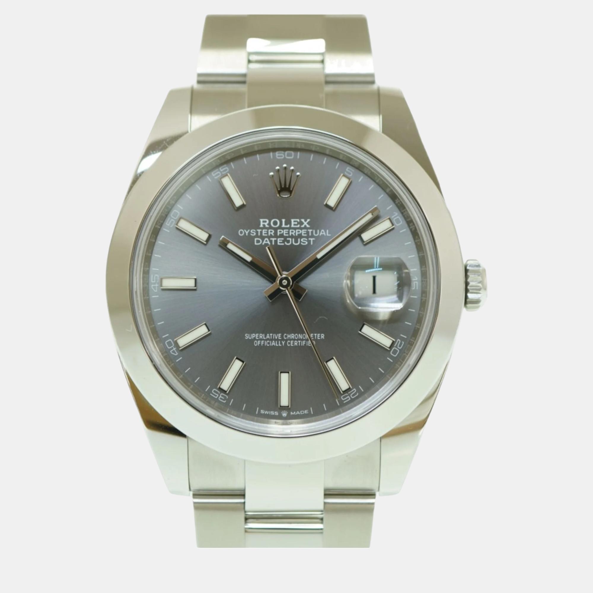 

Rolex Grey Stainless Steel Datejust 126300 Automatic Men's Wristwatch 41 mm