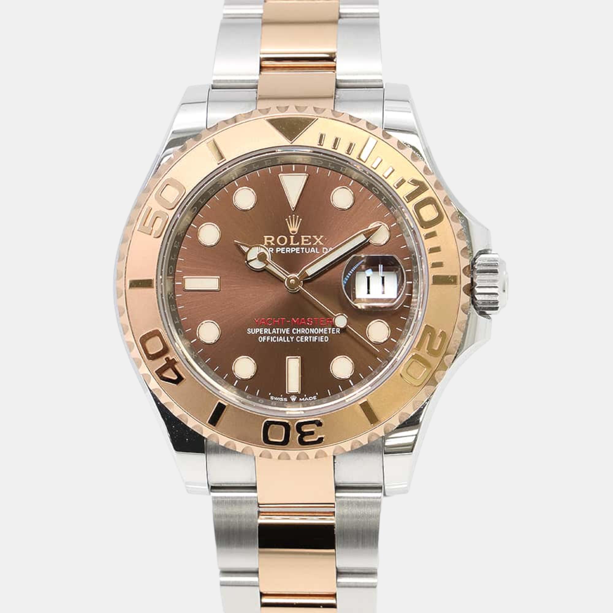 

Rolex Brown 18k Rose Gold Stainless Steel Yacht-Master Automatic Men's Wristwatch 40 mm