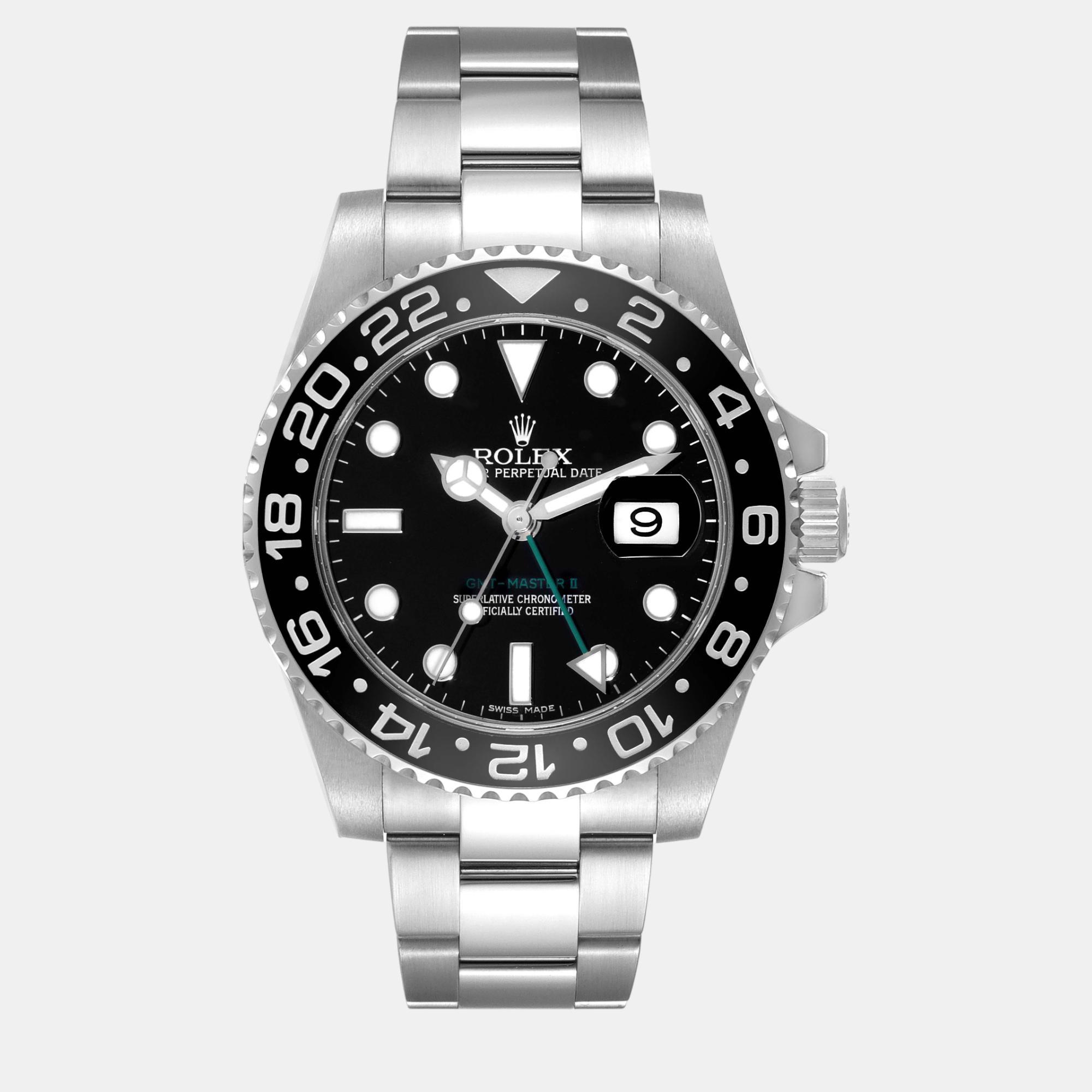 

Rolex GMT Master II Green Hand Steel Men's Watch 40.0 mm, Black