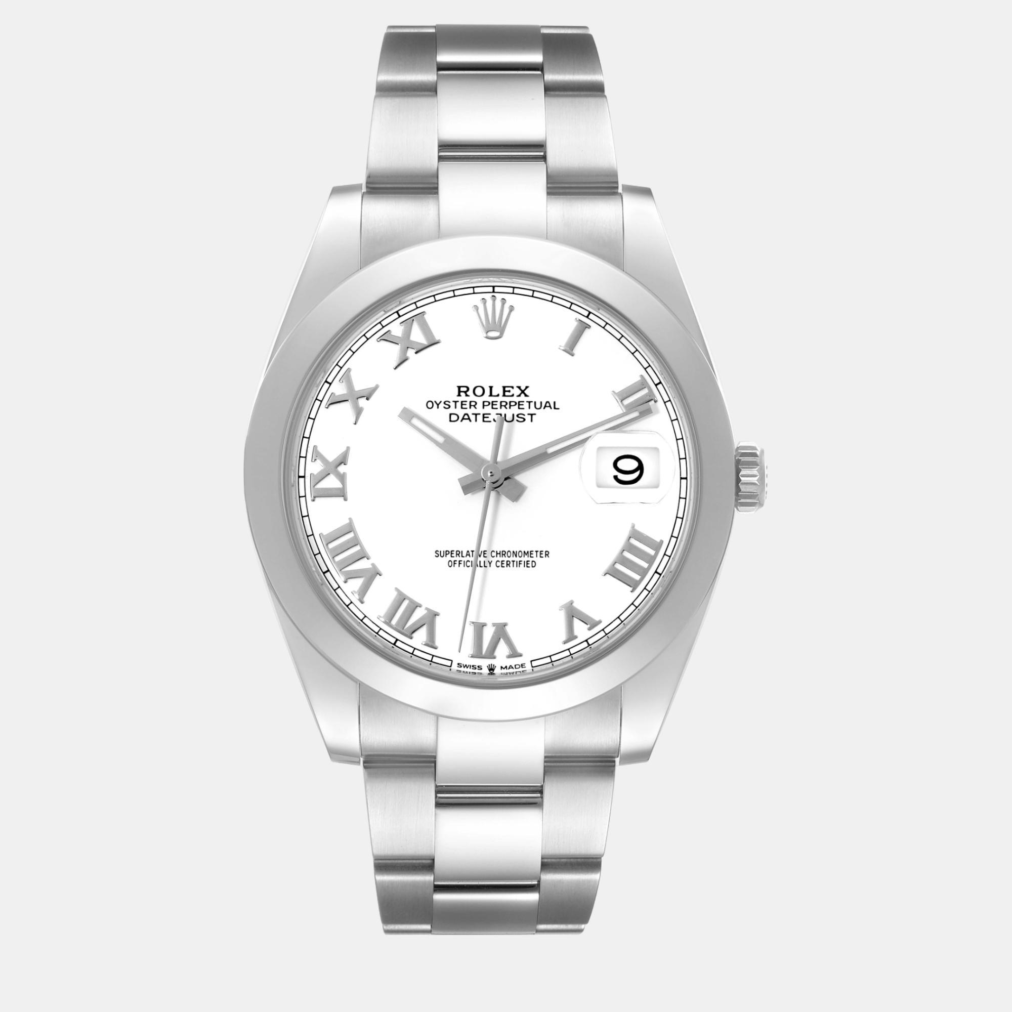 

Rolex Datejust White Roman Dial Stainless Steel Men's Watch 41 mm
