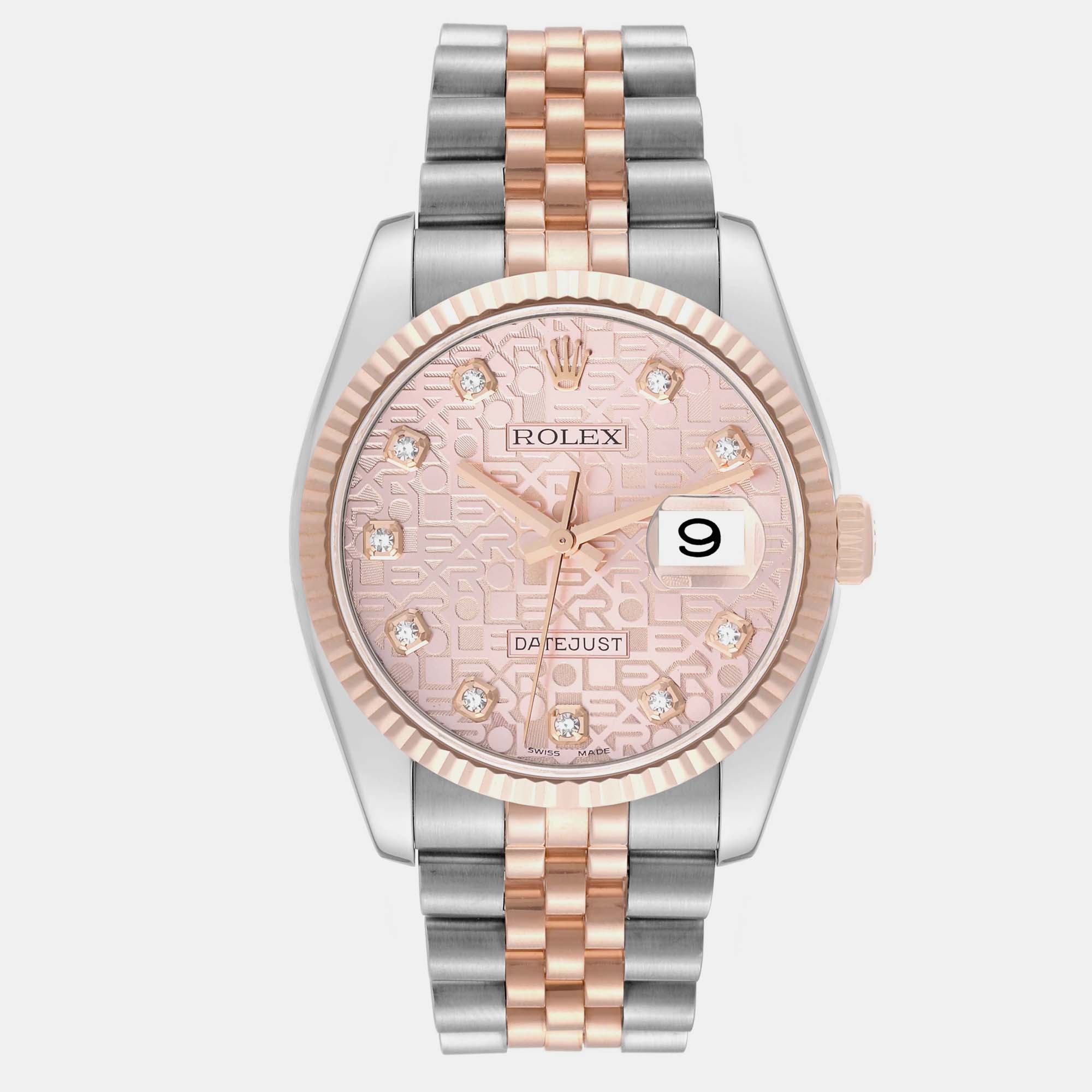 

Rolex Datejust Steel Rose Gold Anniversary Diamond Dial Watch 36 mm, Pink