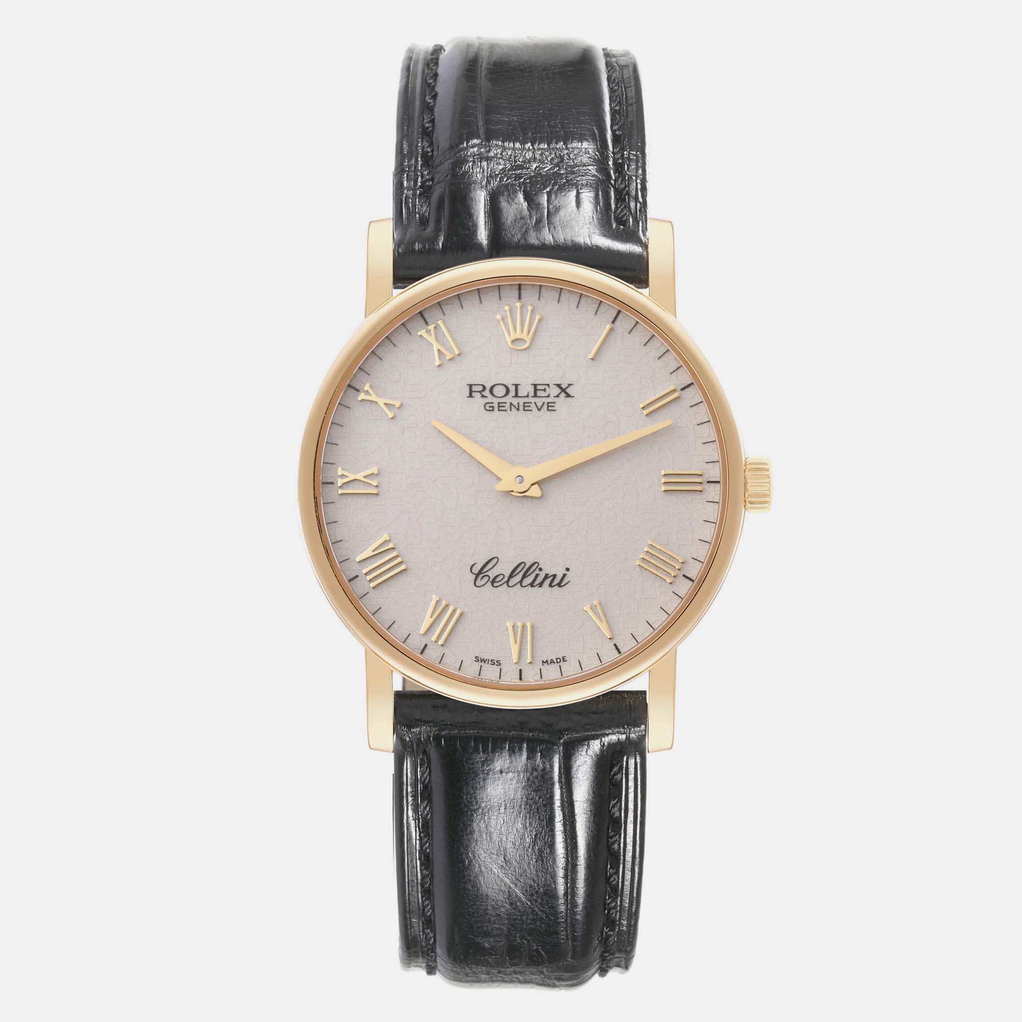 

Rolex Cellini Classic Yellow Gold Ivory Anniversary Dial Men's Watch 32 mm, White