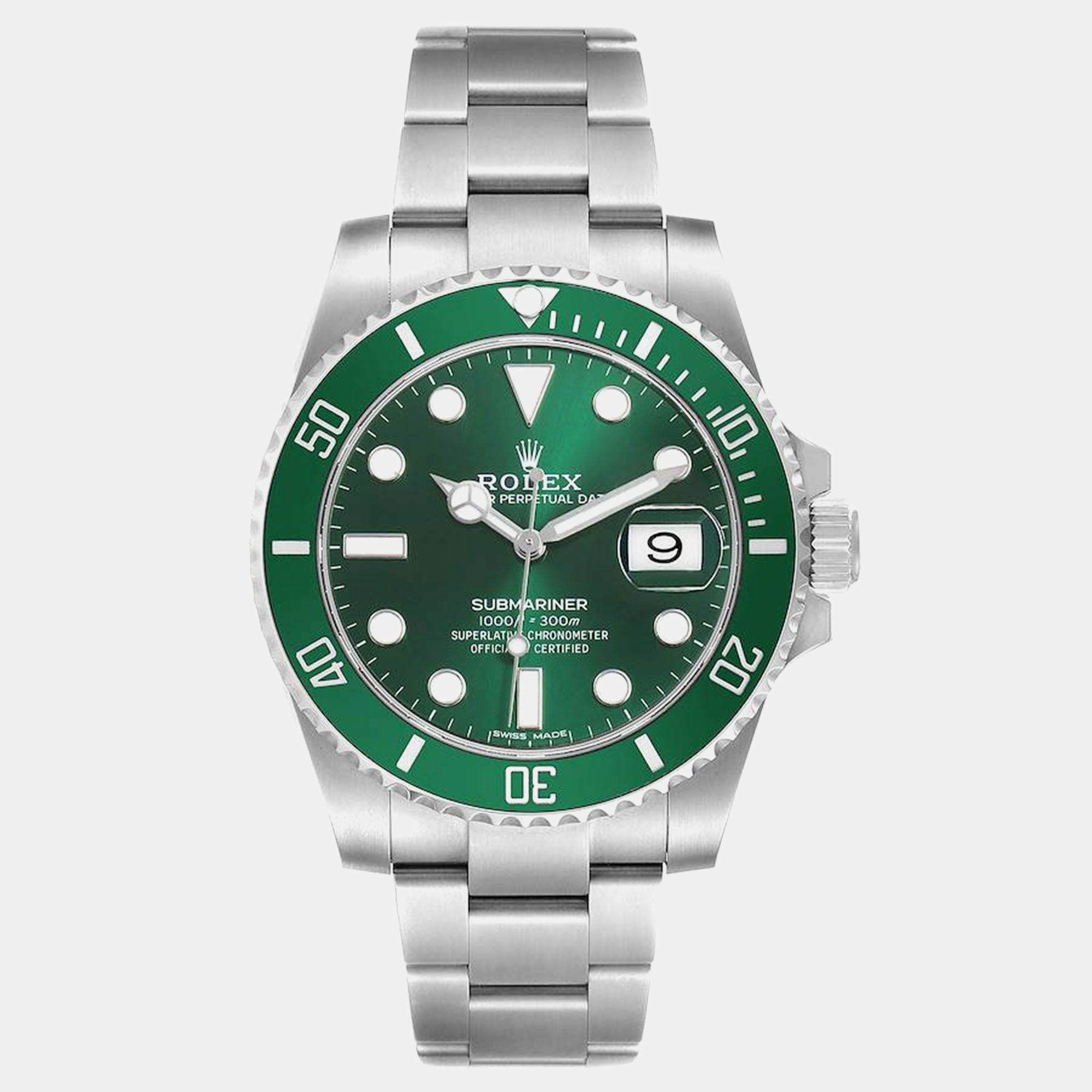 

Rolex Submariner Hulk Green Dial Steel Mens Watch 116610LV, Gold