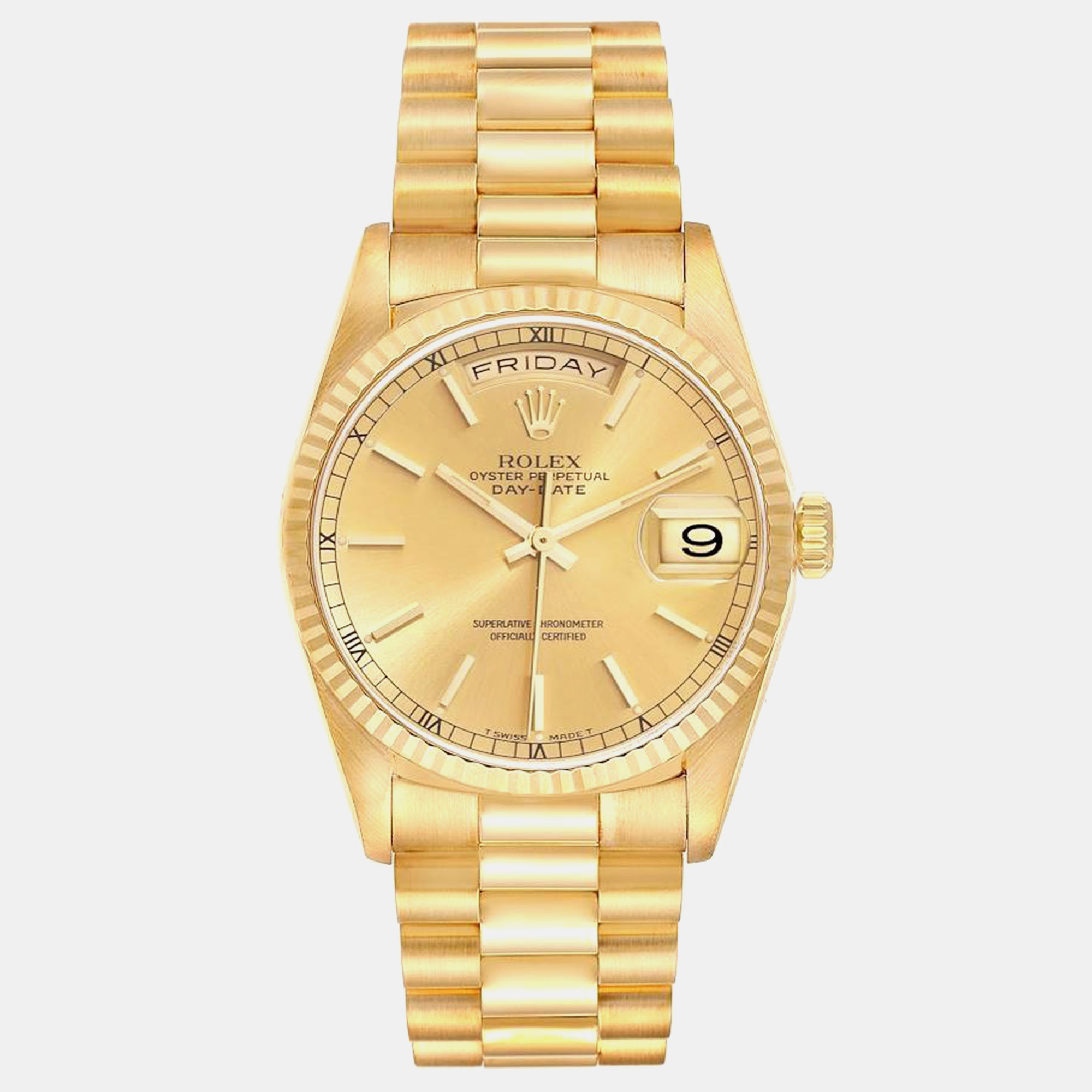 

Rolex President Day-Date Yellow Gold Champagne Dial Men's Watch 36.0 mm