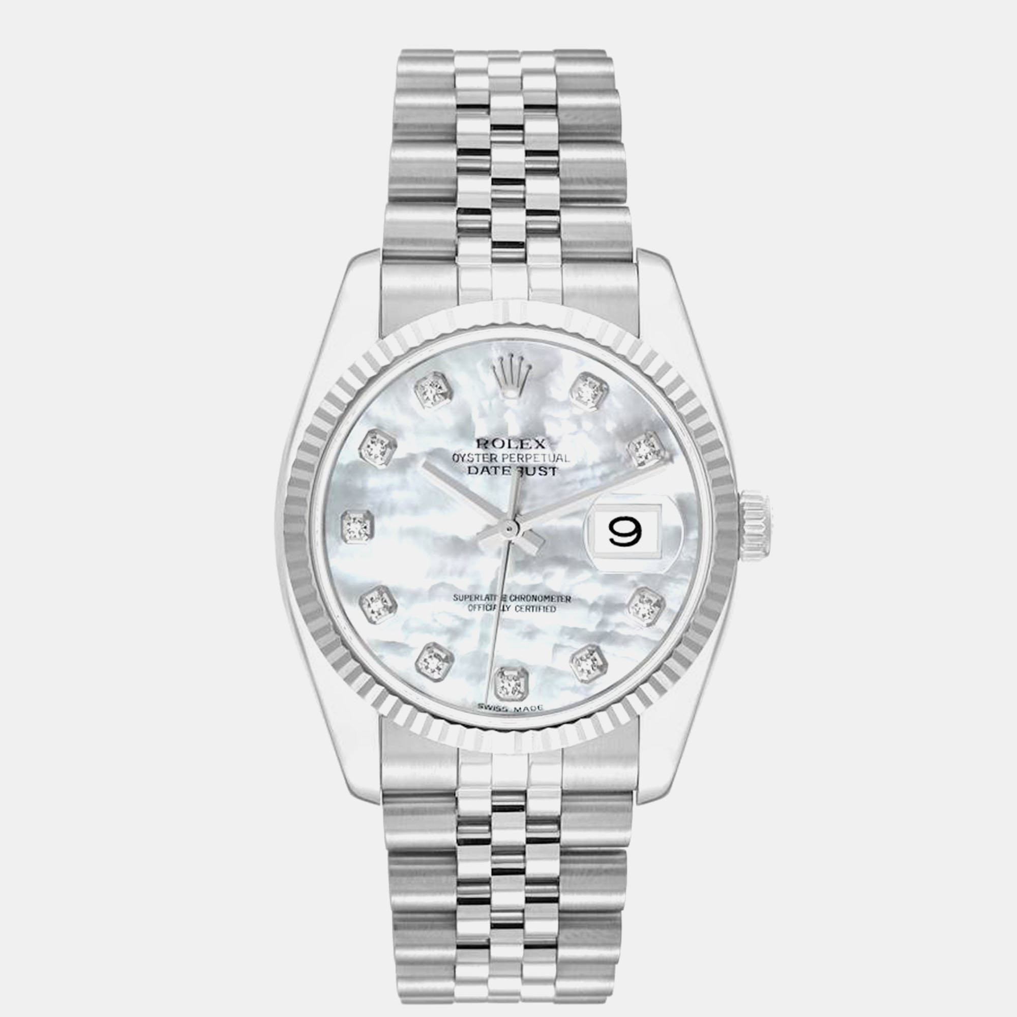 

Rolex Datejust 36 MOP Diamond Dial Steel Men's Watch 116234 36 mm, Silver