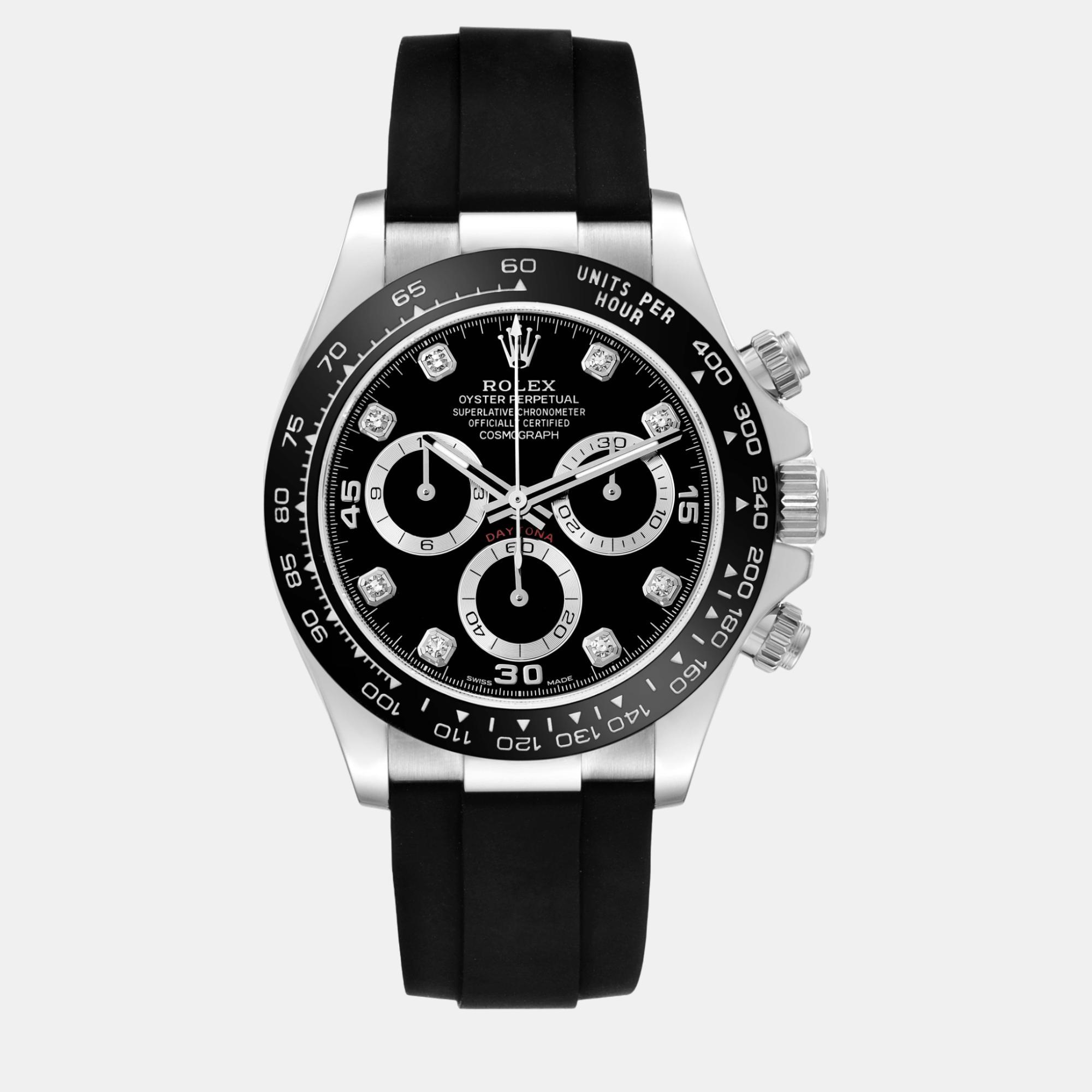 

Rolex Cosmograph Daytona White Gold Black Diamond Dial Watch 116519