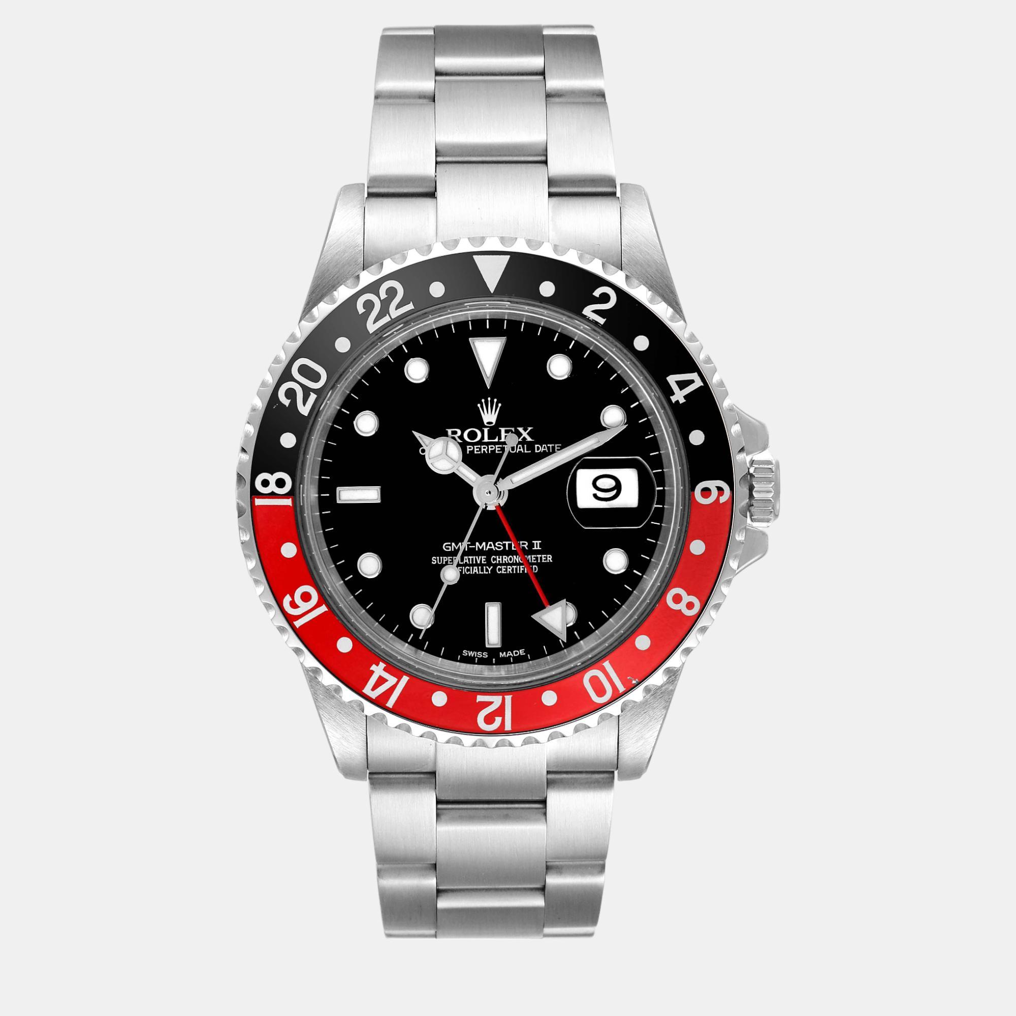 

Rolex GMT Master II Black Red Coke Bezel Steel Men's Watch 16710