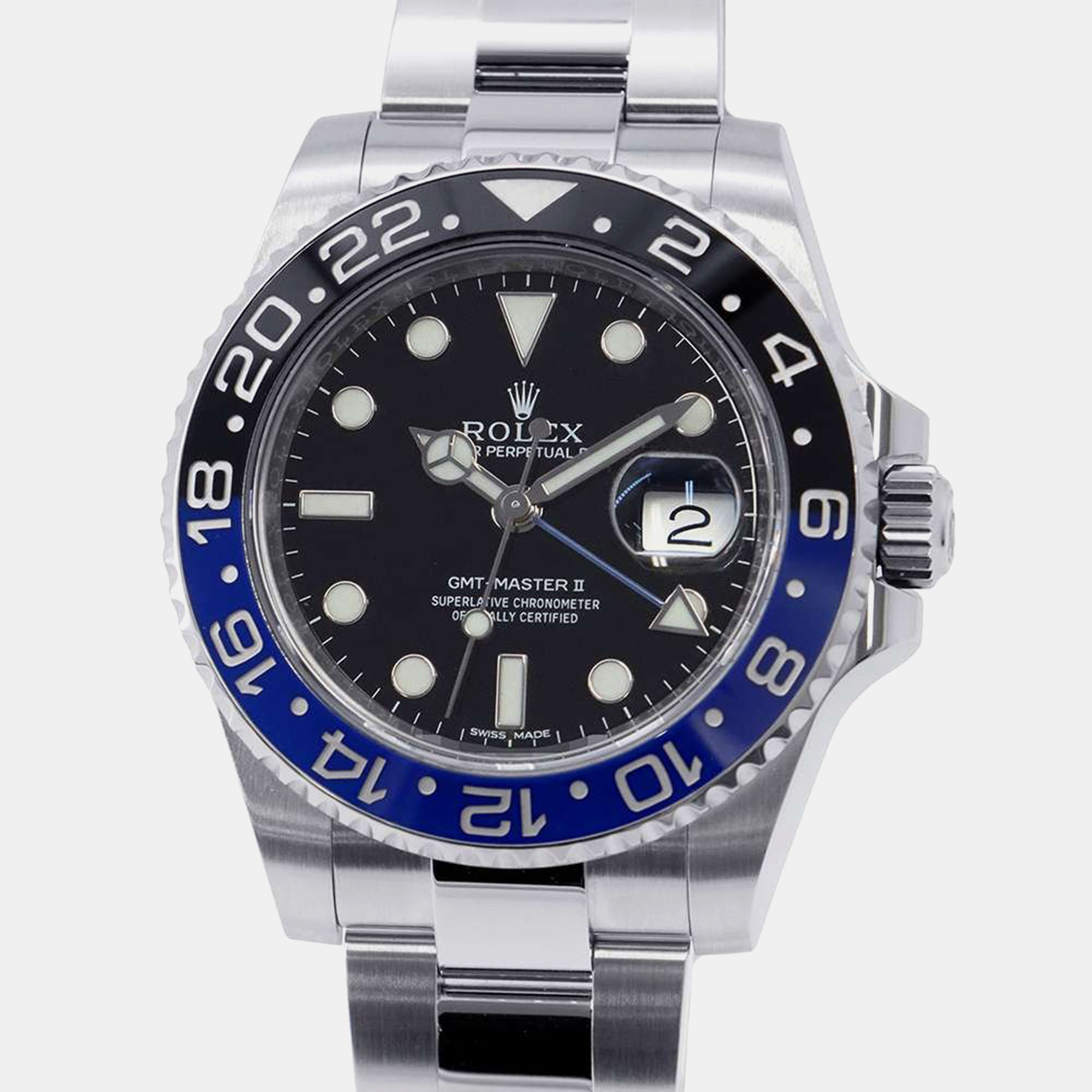 

Rolex Black Stainless Steel GMT-Master II Automatic Men's Wristwatch 40 mm