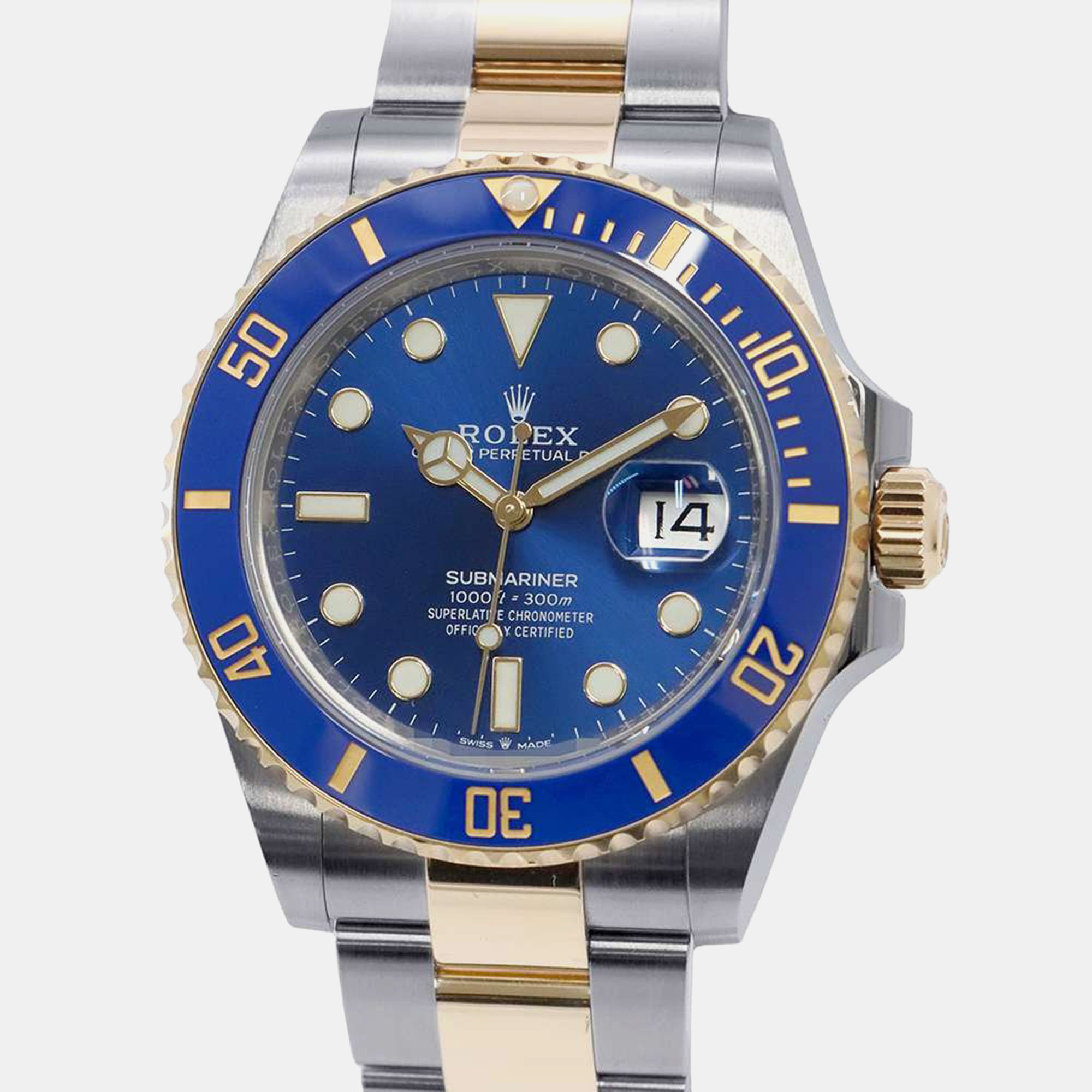 

Rolex Blue 18k Yellow Gold Stainless Steel Submariner Automatic Men's Wristwatch 41 mm