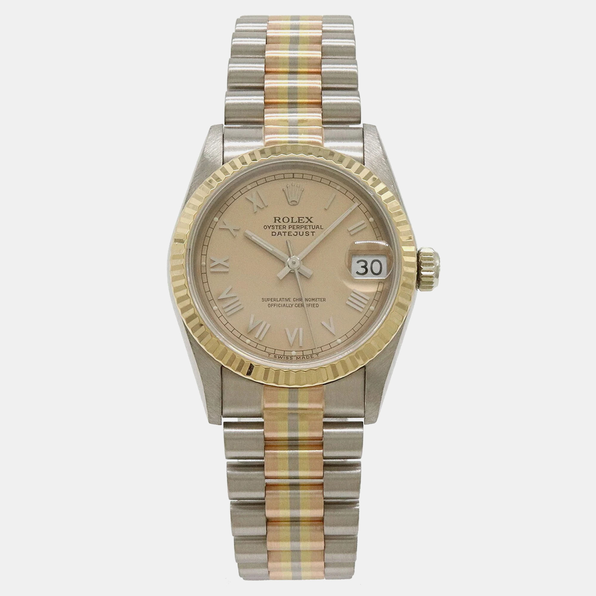 

Rolex Champagne 18k Rose Gold Yellow Gold White Gold Datejust 68279BIC Automatic Men's Wristwatch 31 mm