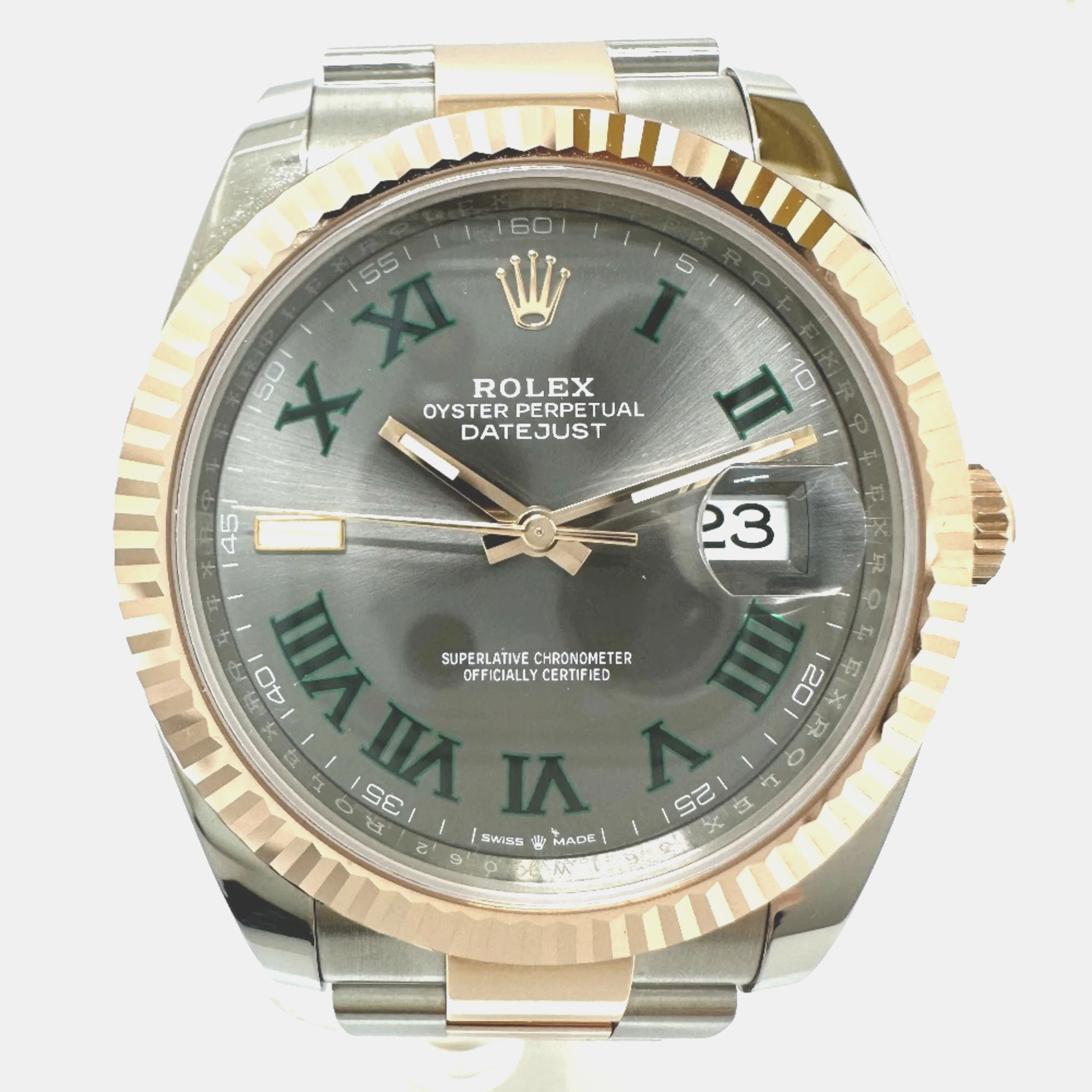 Pre-owned Rolex Grey 18k Rose Gold Stainless Steel Datejust 126331 Automatic Men's Wristwatch 41 Mm