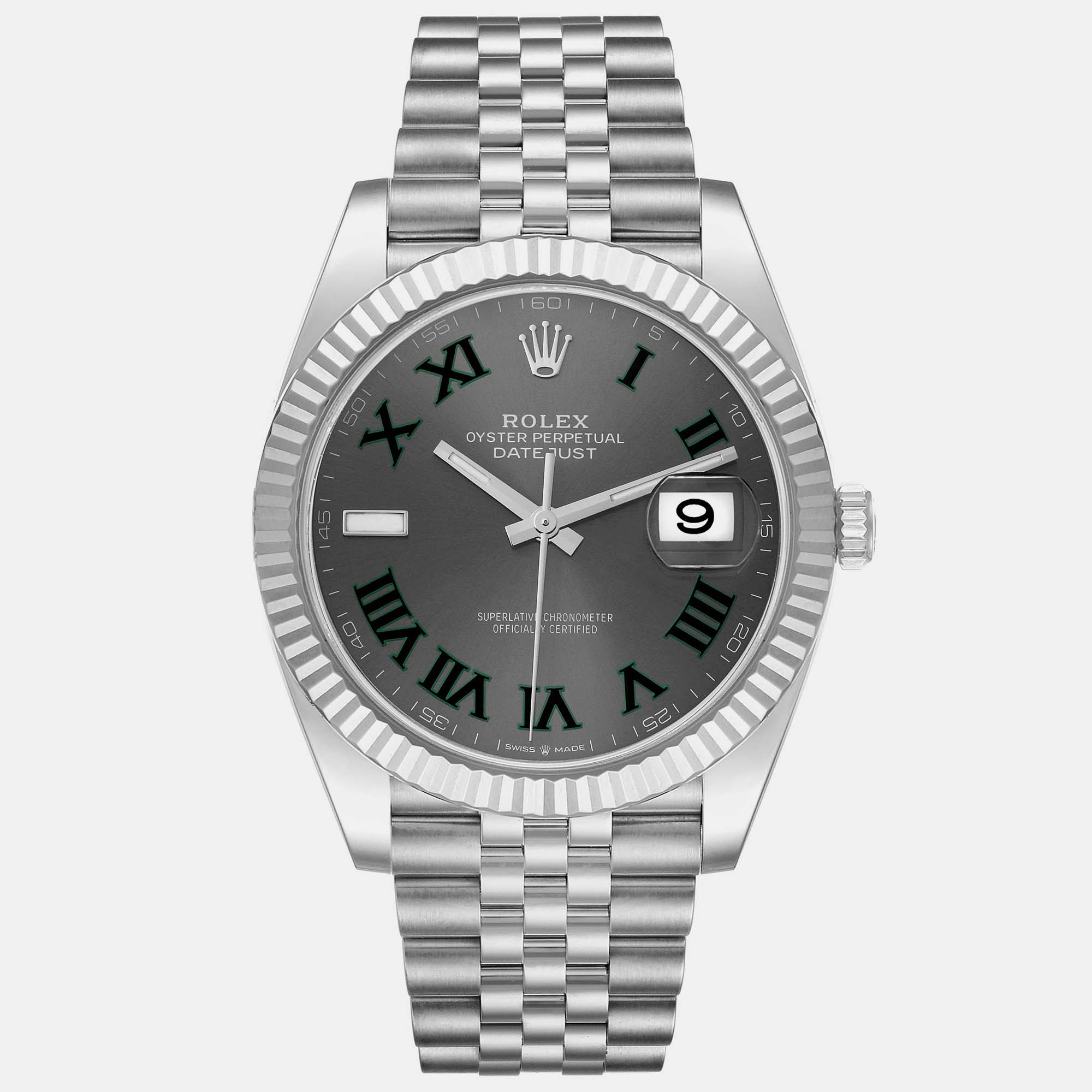 

Rolex Datejust Steel White Gold Wimbledon Dial Men's Watch 41 mm, Grey