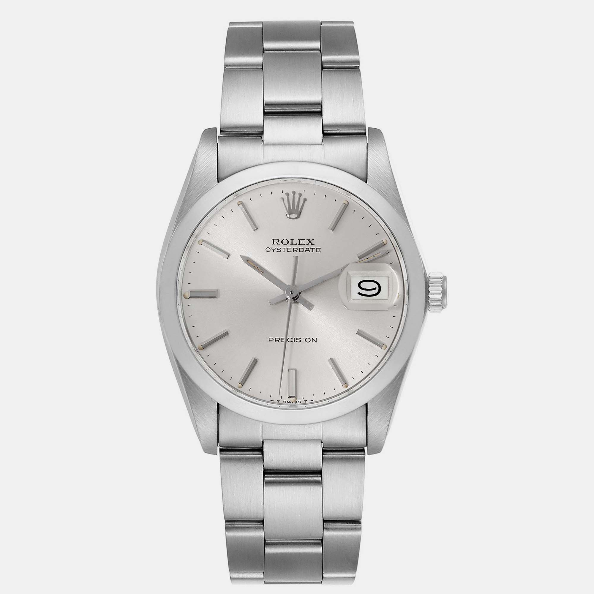 

Rolex OysterDate Precision Silver Dial Vintage Steel Men's Watch 6694 35 mm