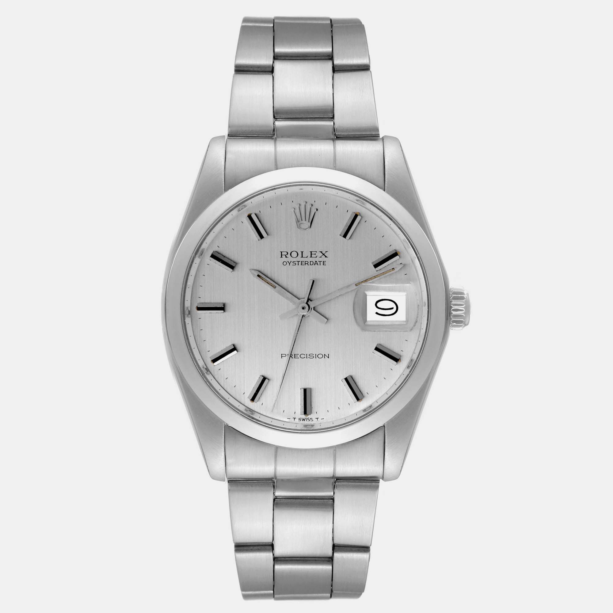 

Rolex OysterDate Precision Silver Dial Vintage Steel Men's Watch 6694 35 mm