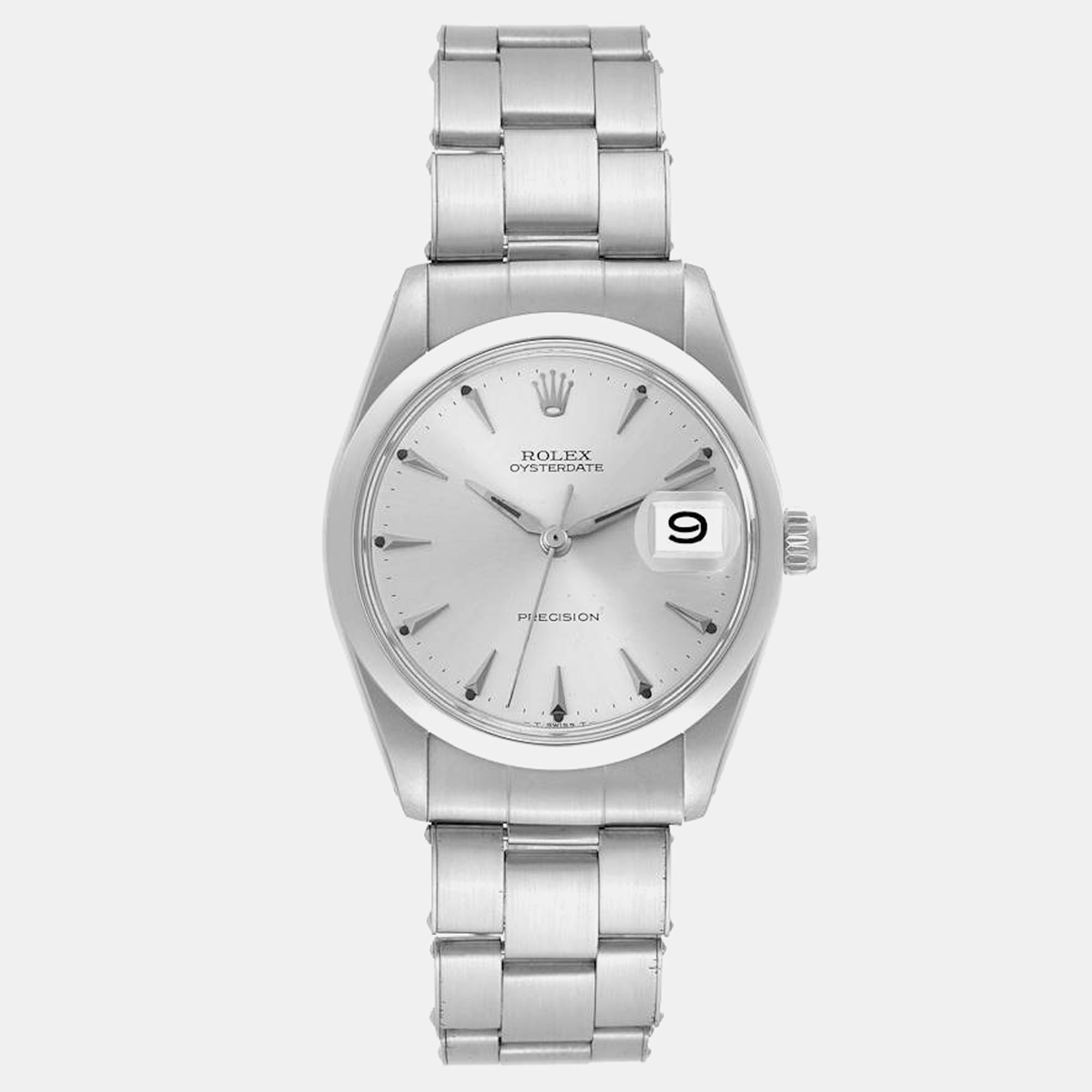 

Rolex OysterDate Precision Silver Dial Vintage Steel Men's Watch 35.0 mm