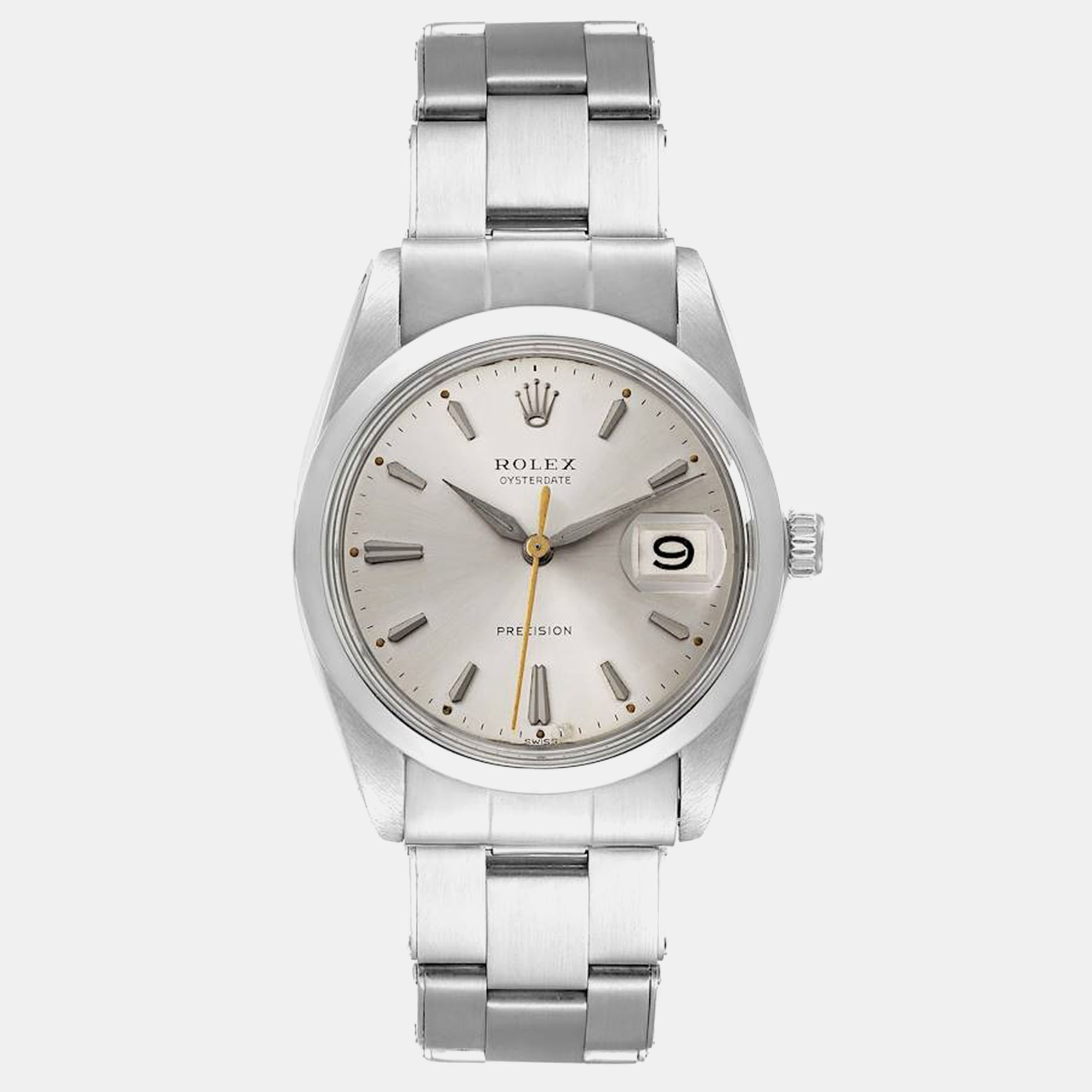 

Rolex OysterDate Precision Silver Dial Vintage Steel Mens Watch 6694