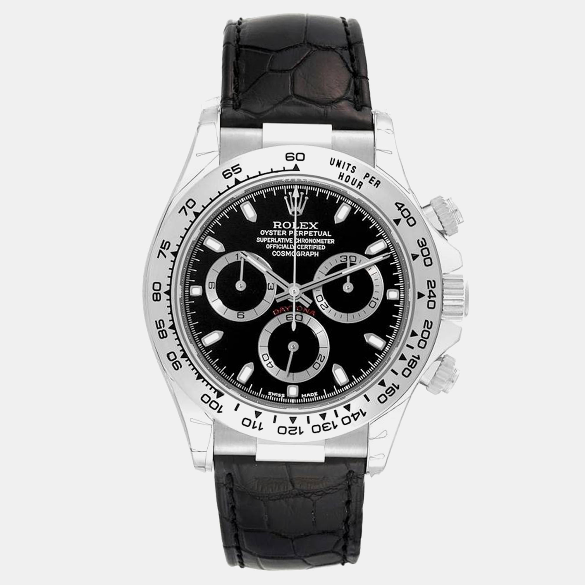 

Rolex Cosmograph Daytona White Gold Black Dial Mens Watch 116519 NOS Unworn