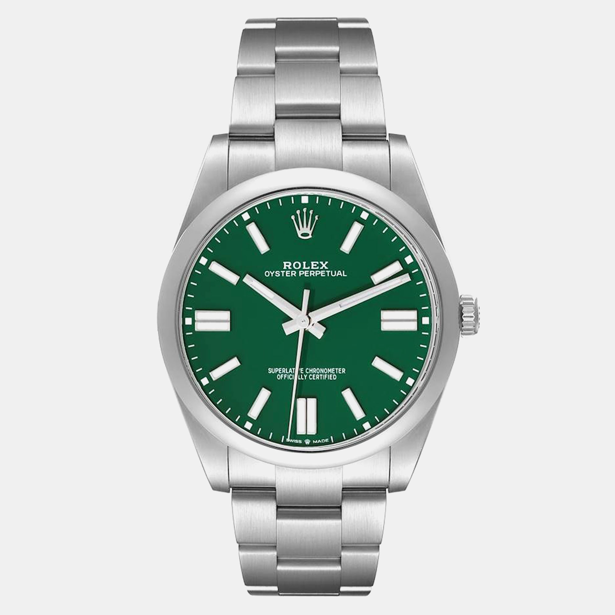 

Rolex Oyster Perpetual  Green Dial Steel Mens Watch 124300 Unworn