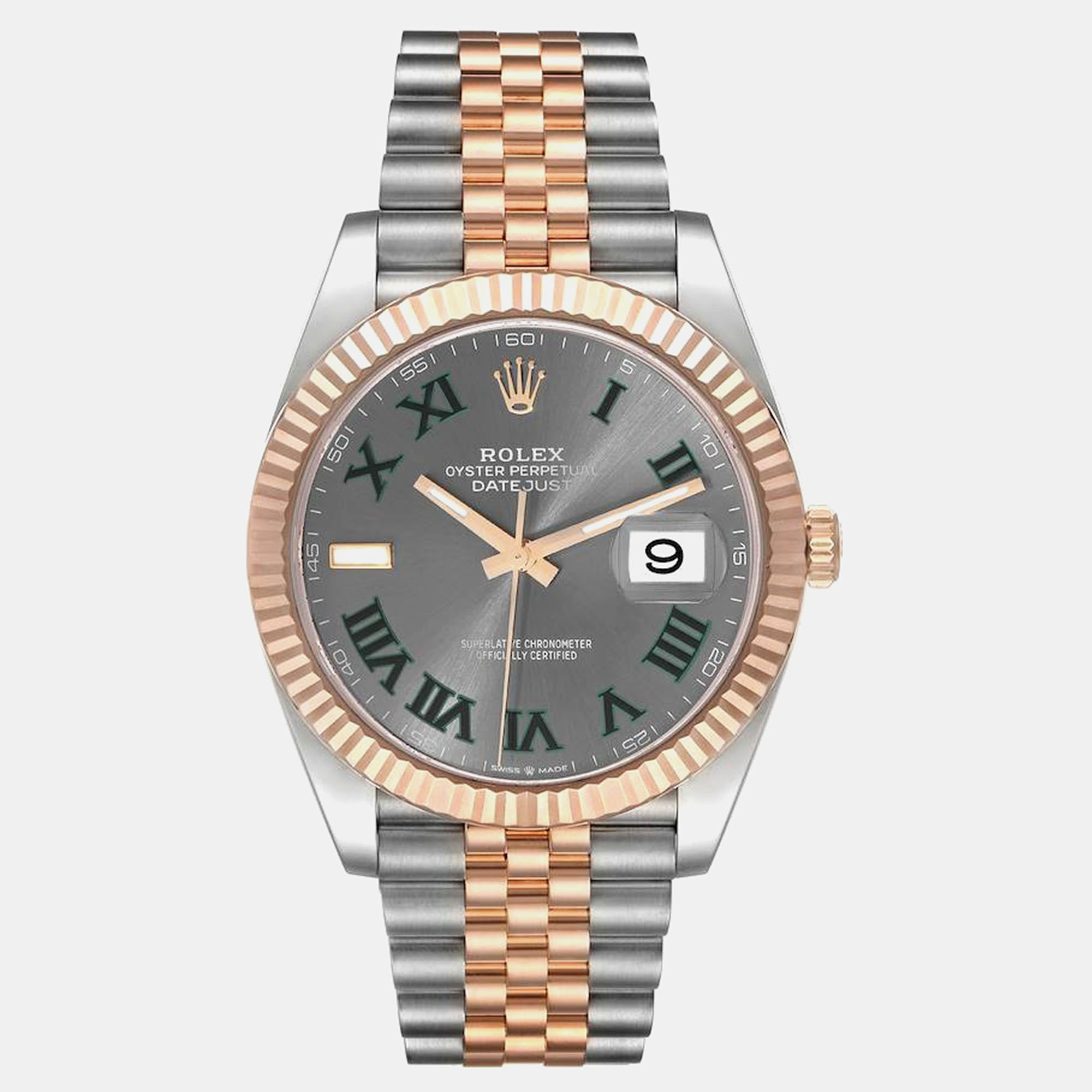 

Rolex Datejust Steel Rose Gold Wimbledon Dial Men's Watch 41.0 mm, Grey