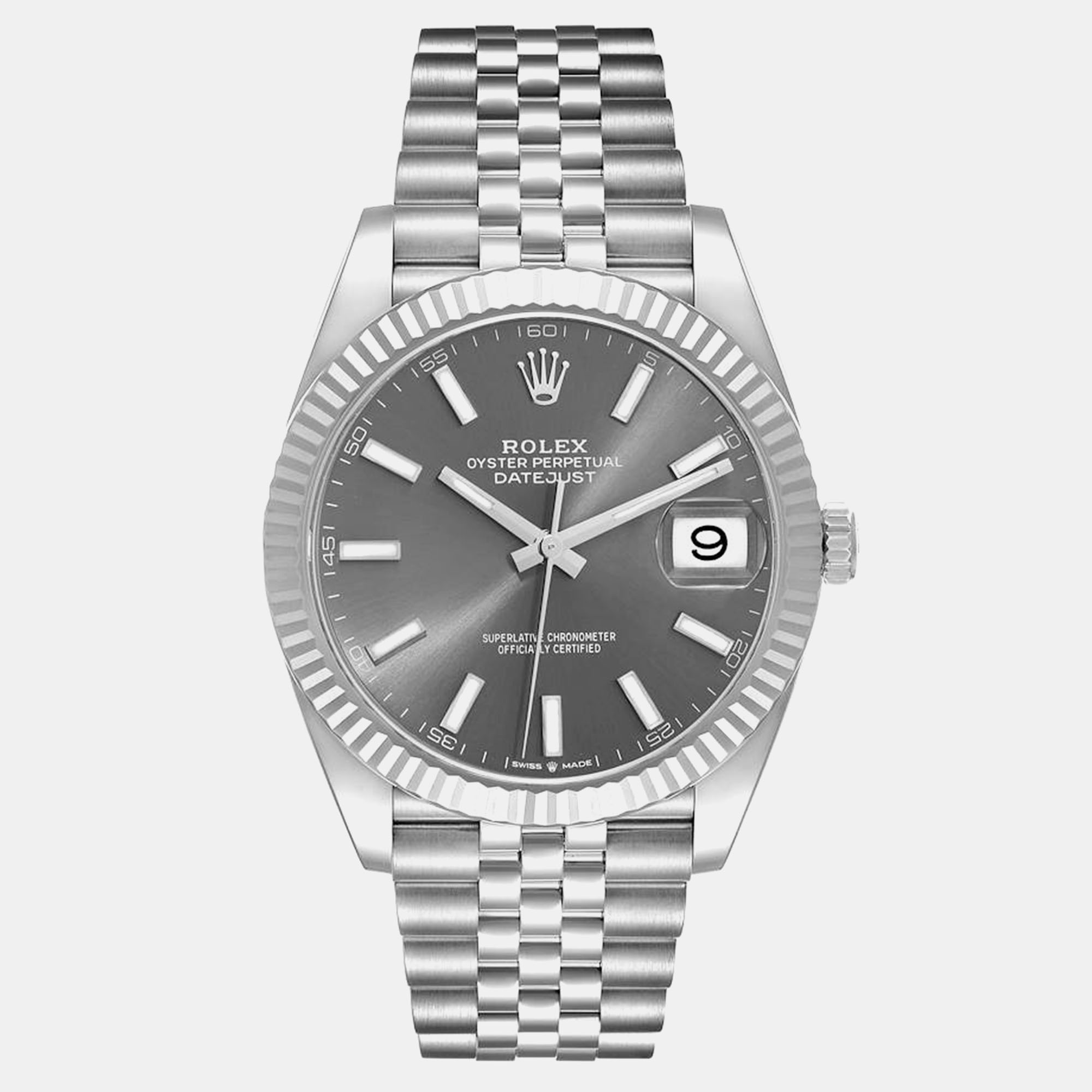 

Rolex Datejust Steel White Gold Slate Dial Men's Watch 126334 41 mm, Grey