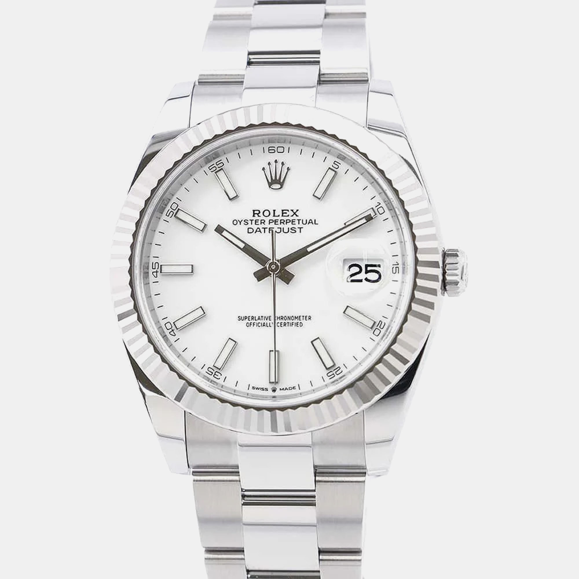 

Rolex White 18k White Gold Stainless Steel Datejust 126334 Automatic Men's Wristwatch 41 mm