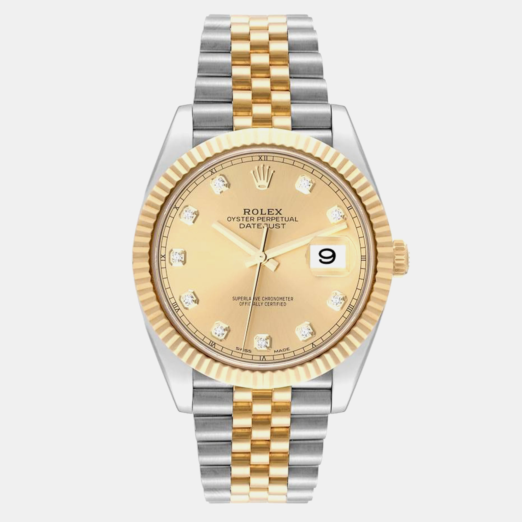 

Rolex Datejust Steel Yellow Gold Diamond Dial Men's Watch 41 mm